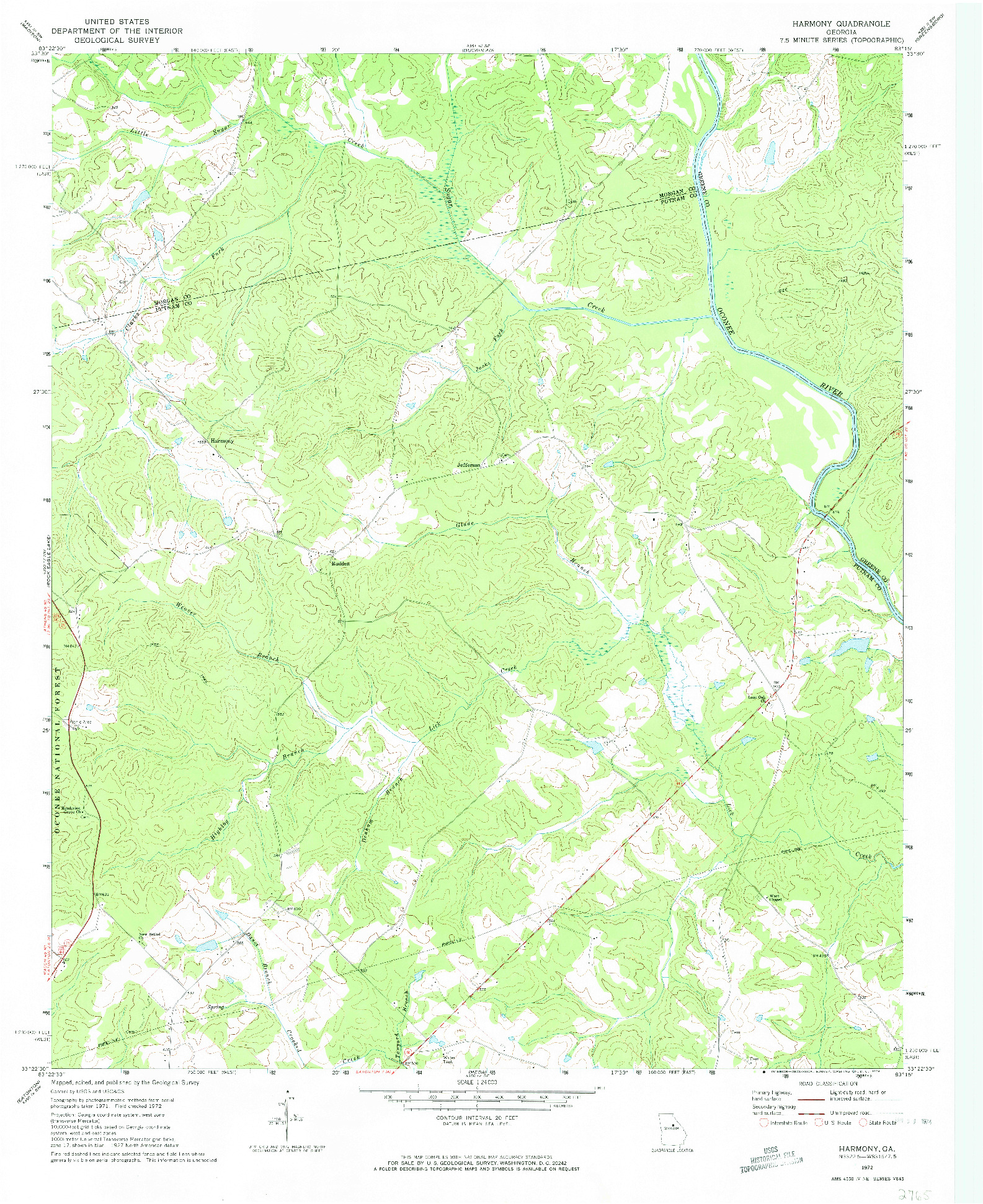 USGS 1:24000-SCALE QUADRANGLE FOR HARMONY, GA 1972