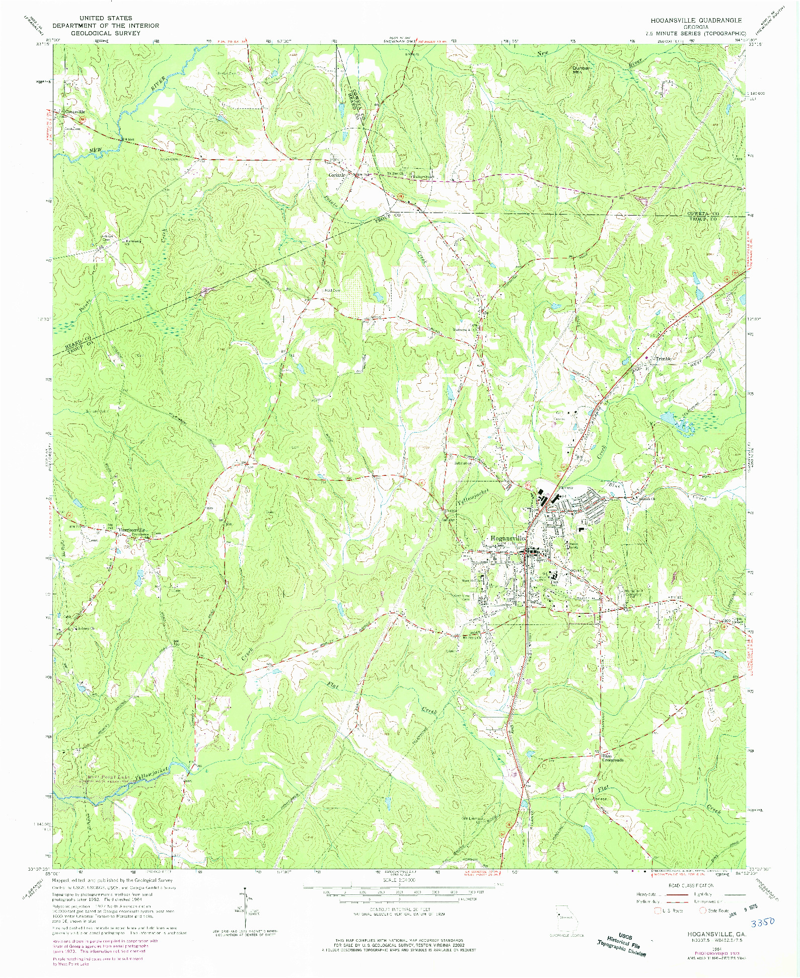 USGS 1:24000-SCALE QUADRANGLE FOR HOGANSVILLE, GA 1964