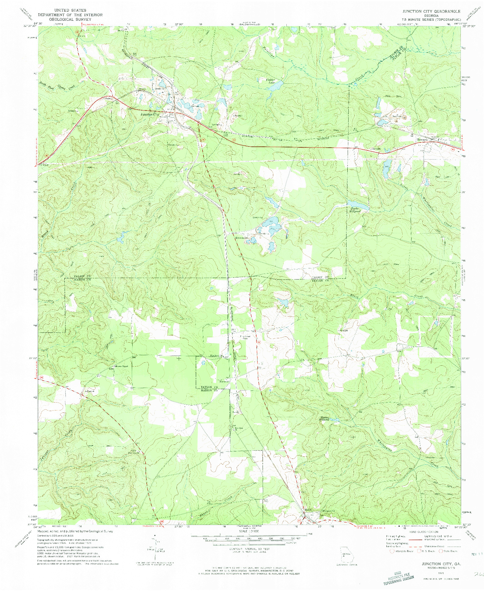 USGS 1:24000-SCALE QUADRANGLE FOR JUNCTION CITY, GA 1971