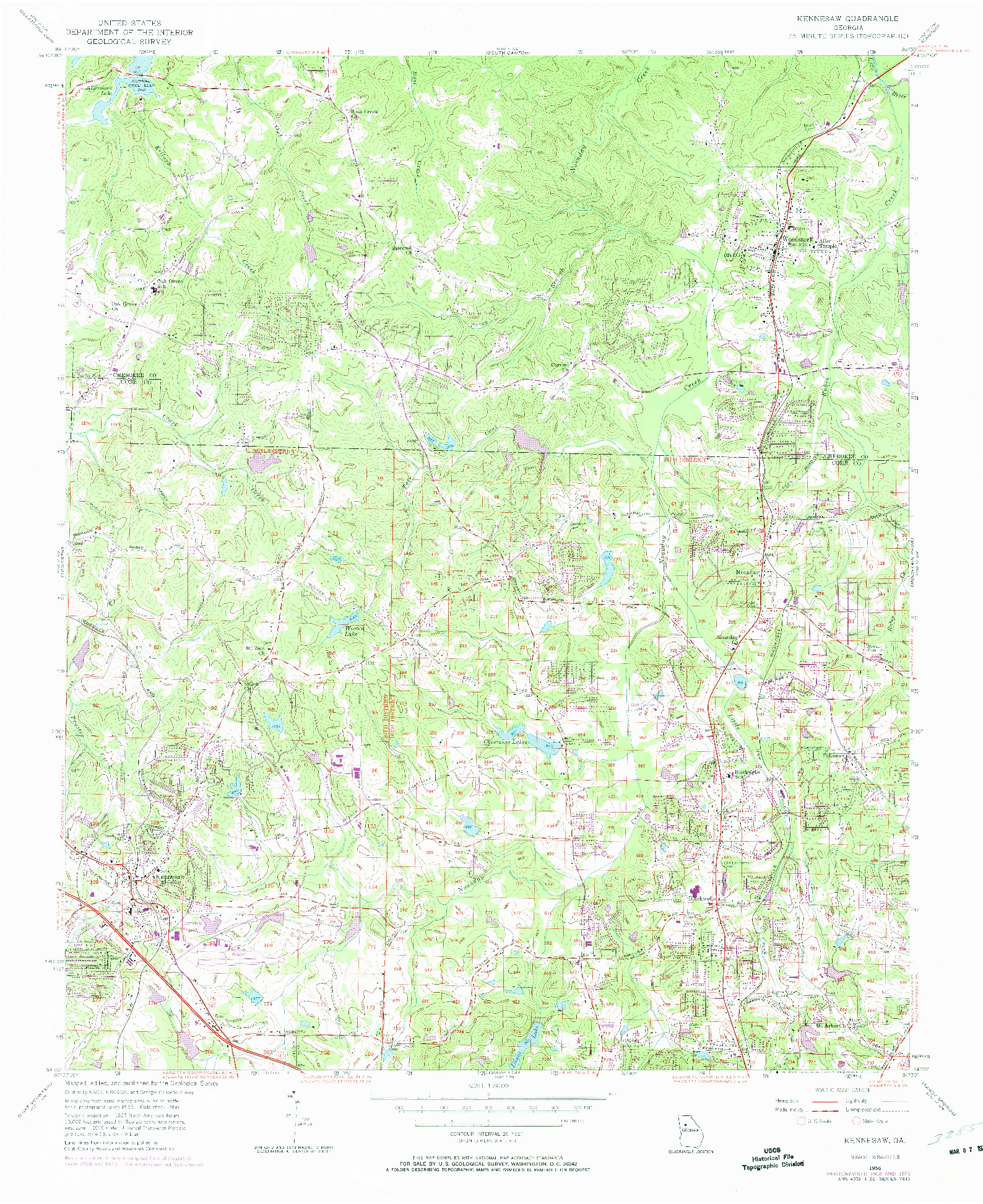 USGS 1:24000-SCALE QUADRANGLE FOR KENNESAW, GA 1956