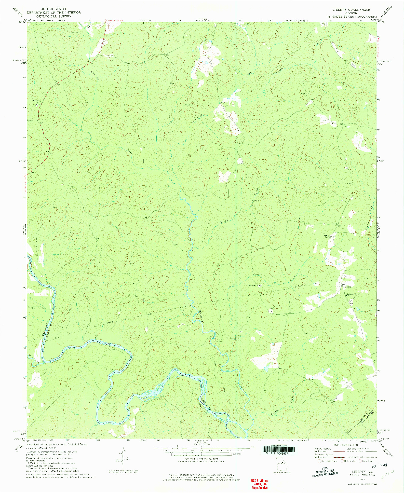 USGS 1:24000-SCALE QUADRANGLE FOR LIBERTY, GA 1972
