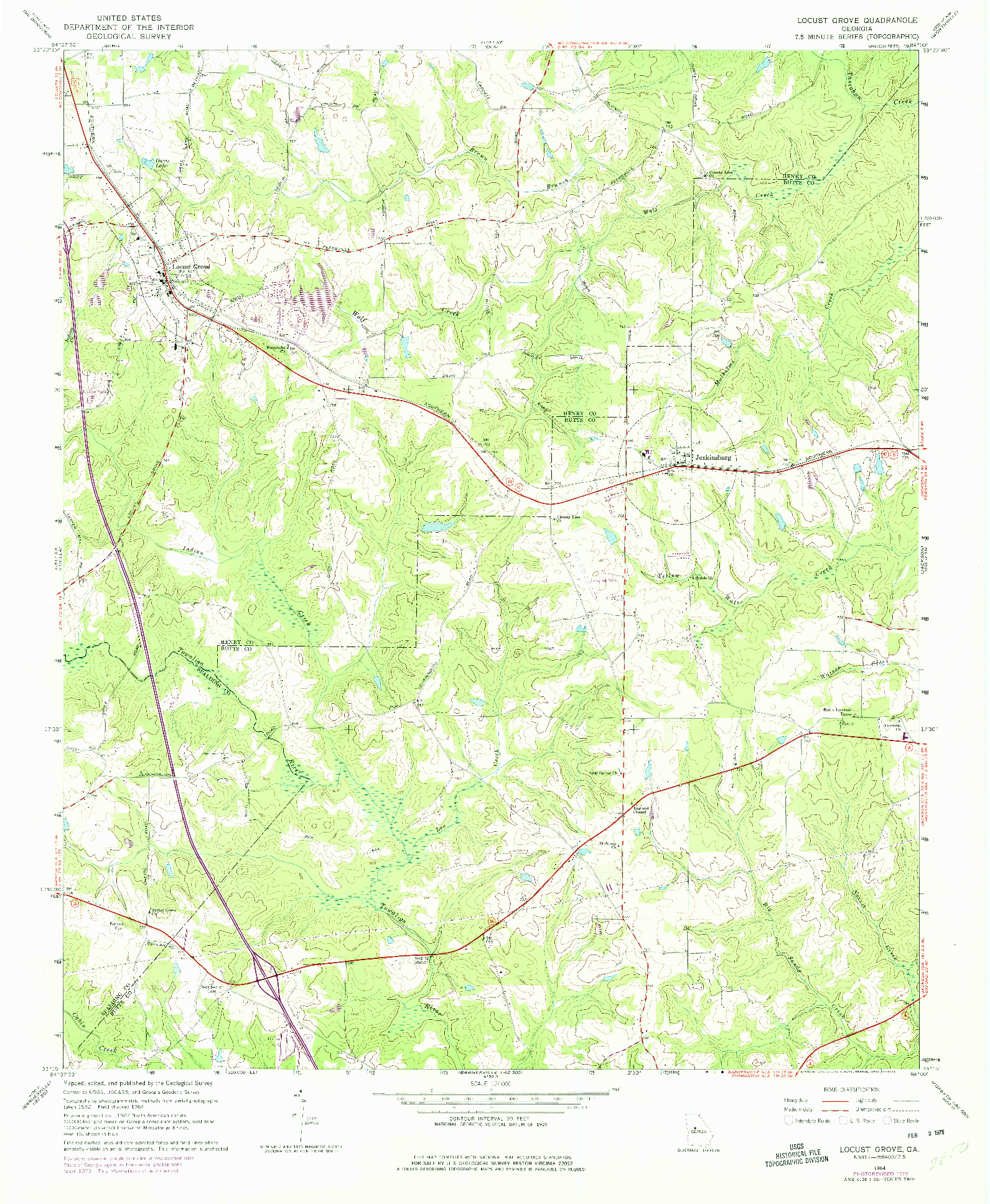 USGS 1:24000-SCALE QUADRANGLE FOR LOCUST GROVE, GA 1964