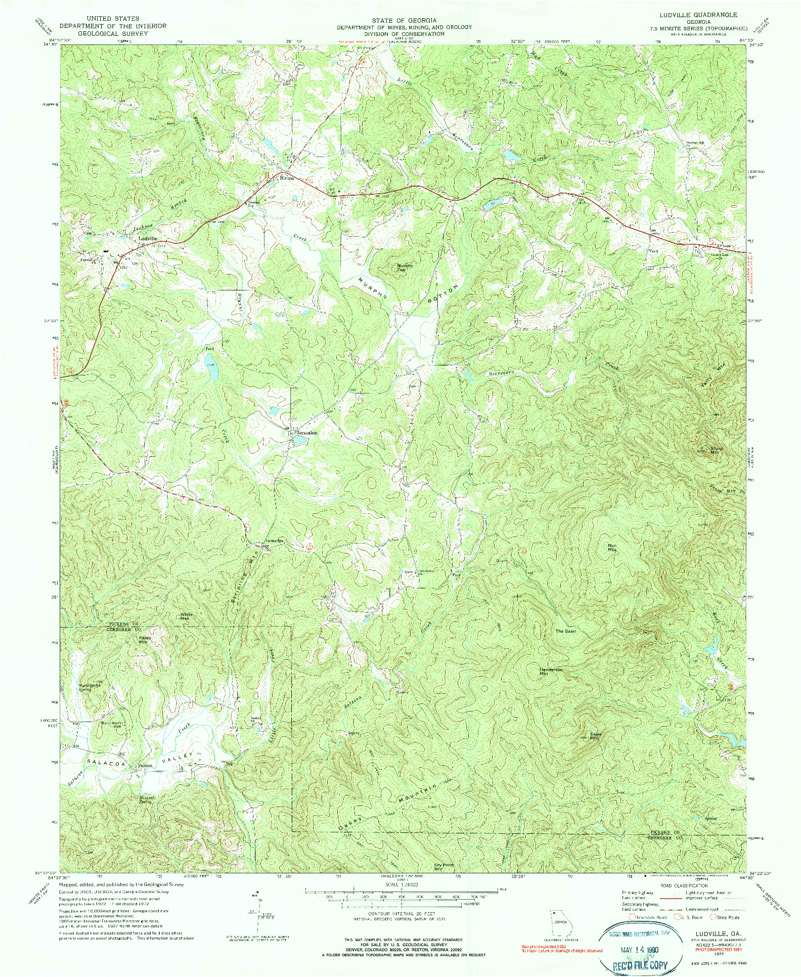 USGS 1:24000-SCALE QUADRANGLE FOR LUDVILLE, GA 1972