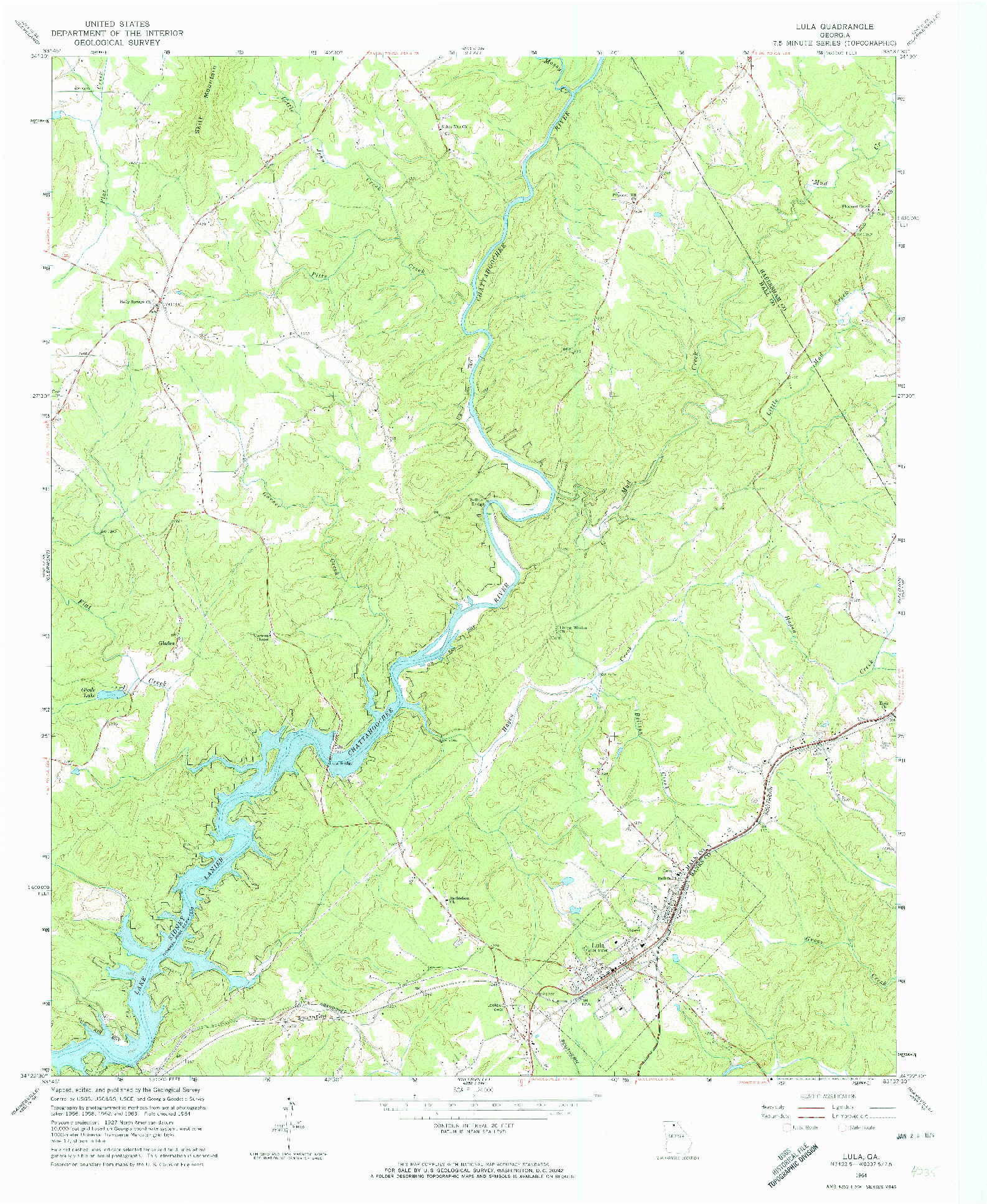 USGS 1:24000-SCALE QUADRANGLE FOR LULA, GA 1964