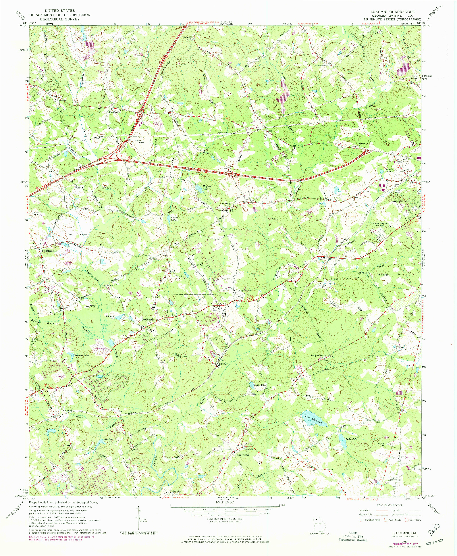 USGS 1:24000-SCALE QUADRANGLE FOR LUXOMNI, GA 1963