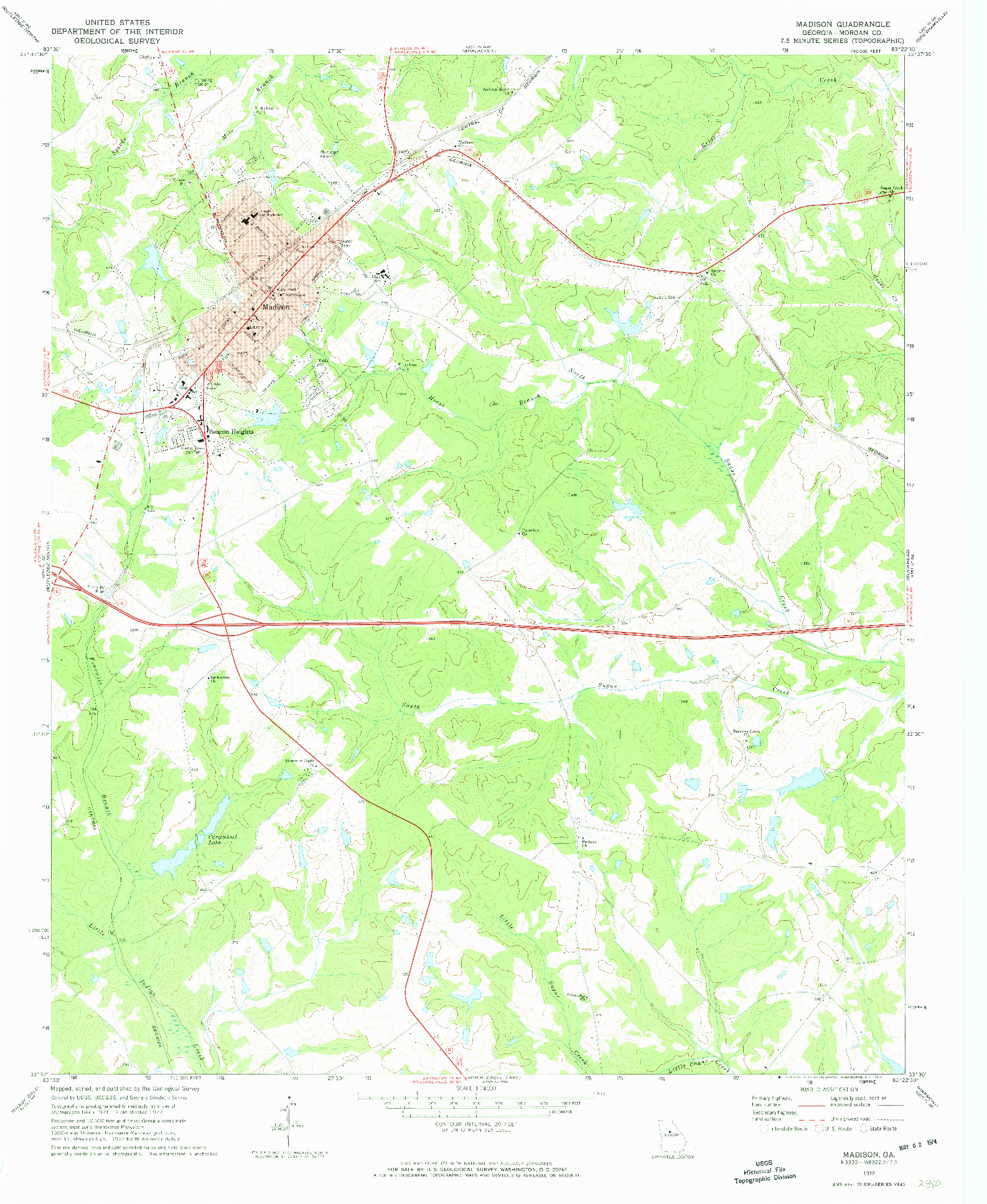 USGS 1:24000-SCALE QUADRANGLE FOR MADISON, GA 1972