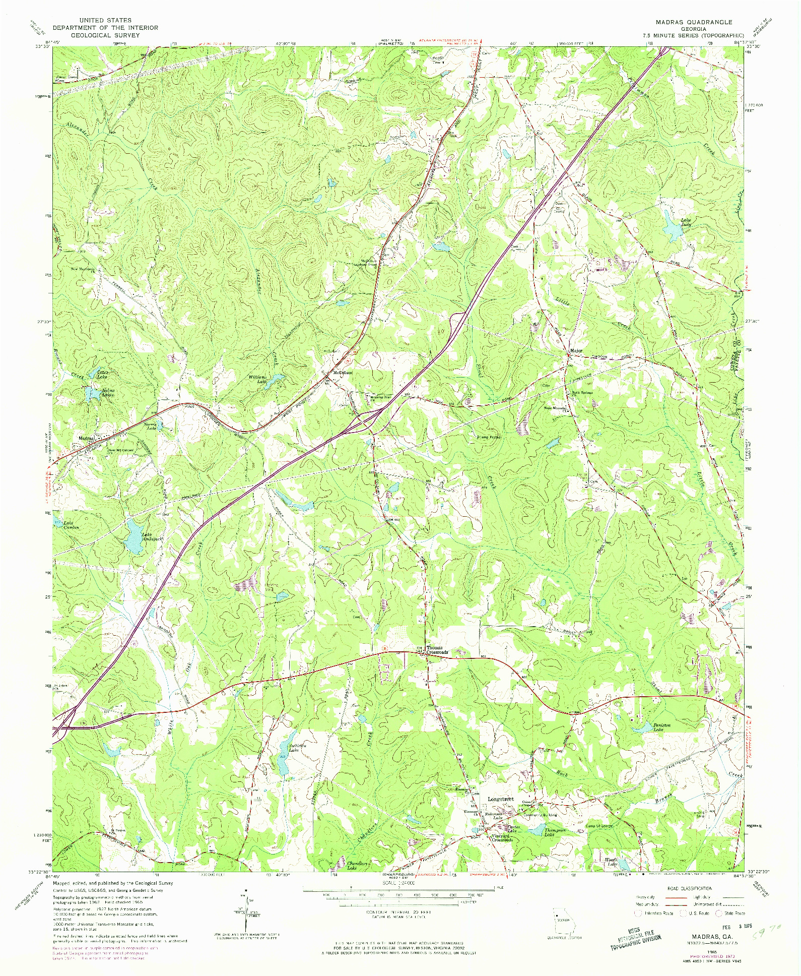 USGS 1:24000-SCALE QUADRANGLE FOR MADRAS, GA 1965