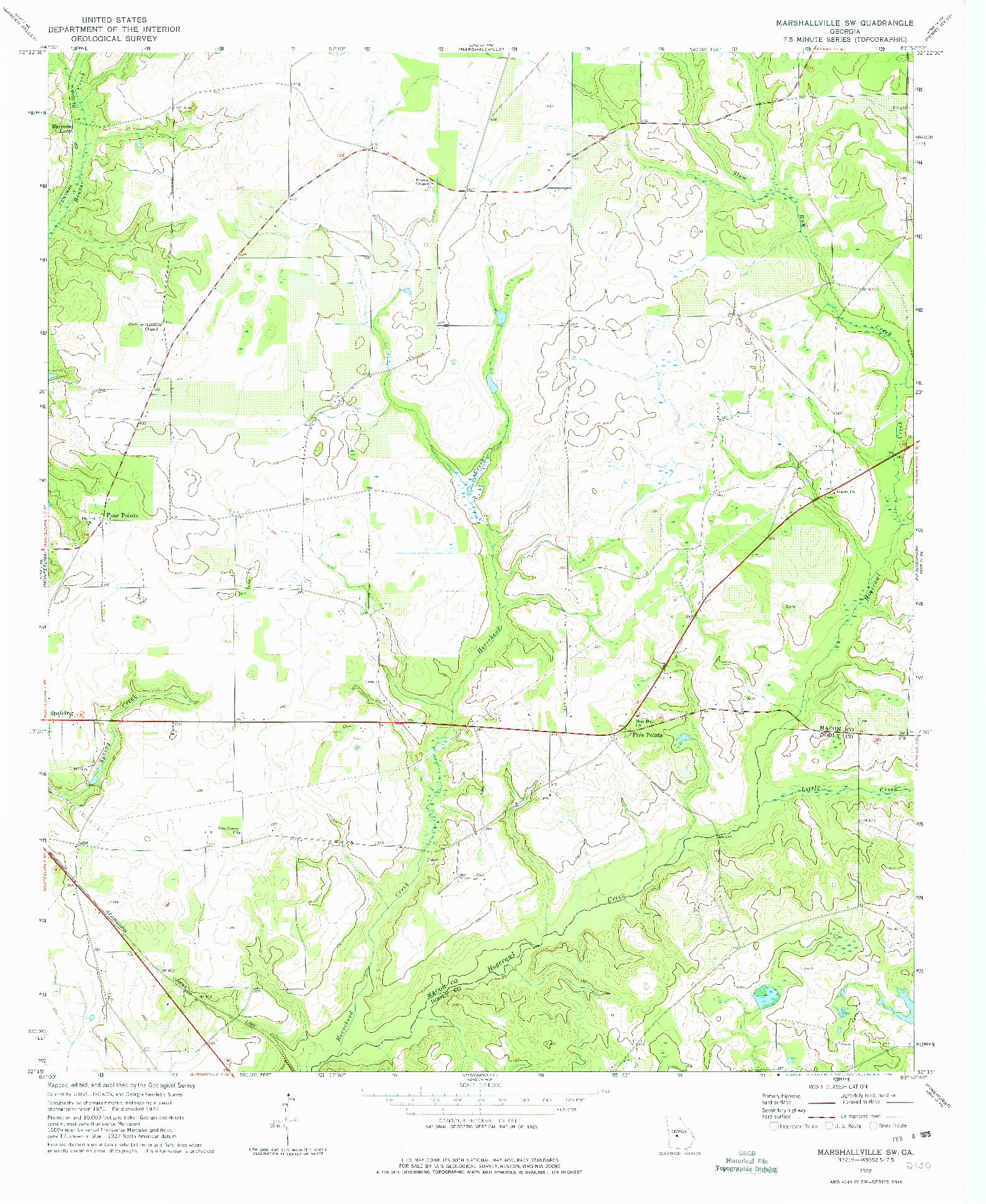 USGS 1:24000-SCALE QUADRANGLE FOR MARSHALLVILLE SW, GA 1972