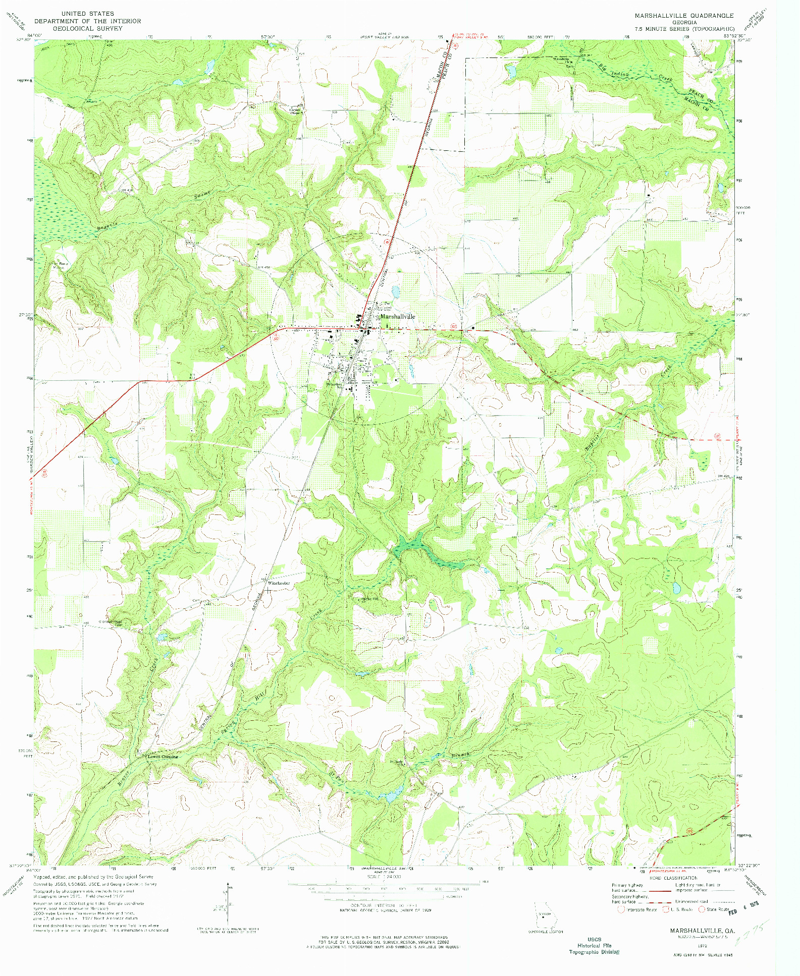 USGS 1:24000-SCALE QUADRANGLE FOR MARSHALLVILLE, GA 1972