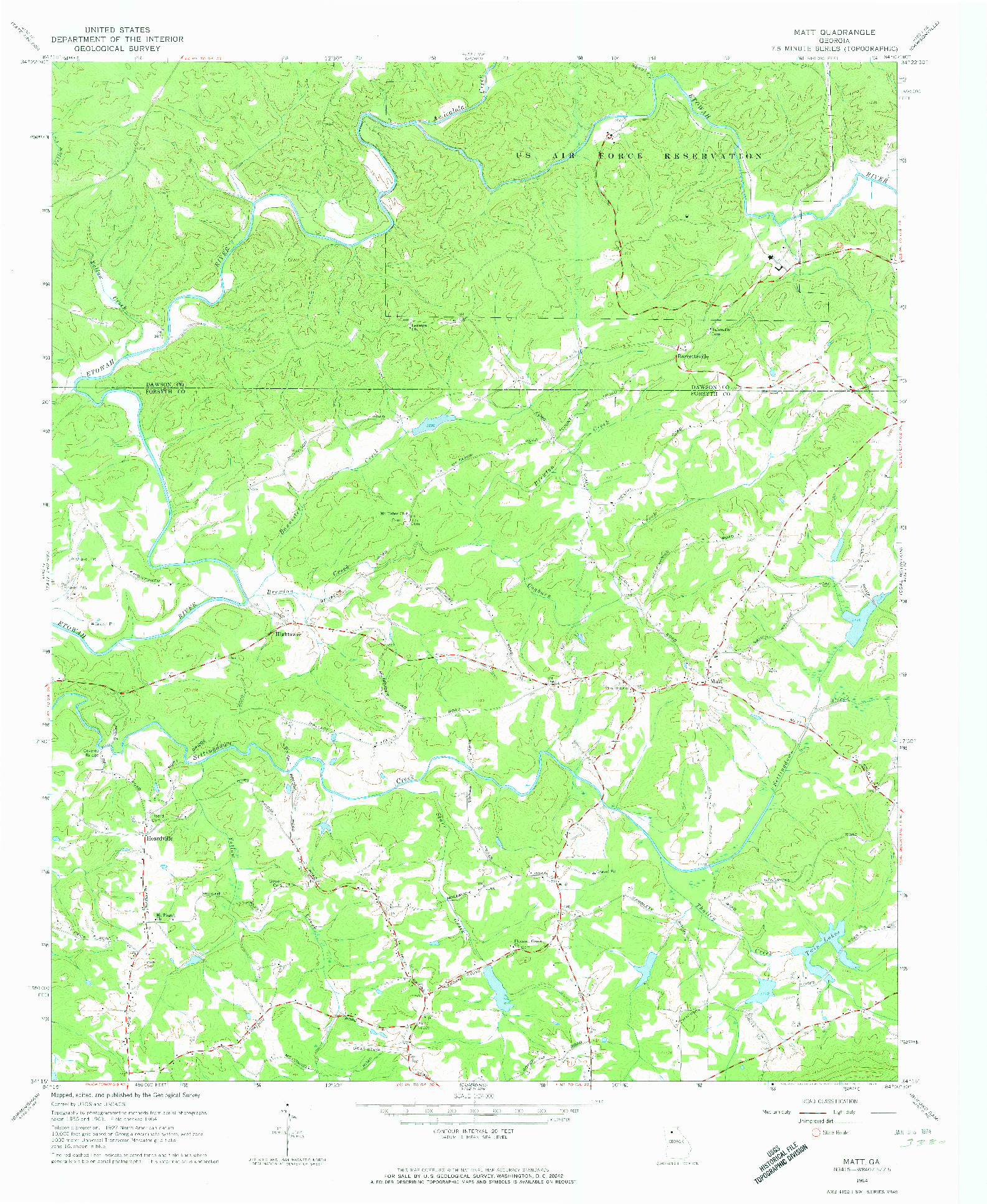 USGS 1:24000-SCALE QUADRANGLE FOR MATT, GA 1964