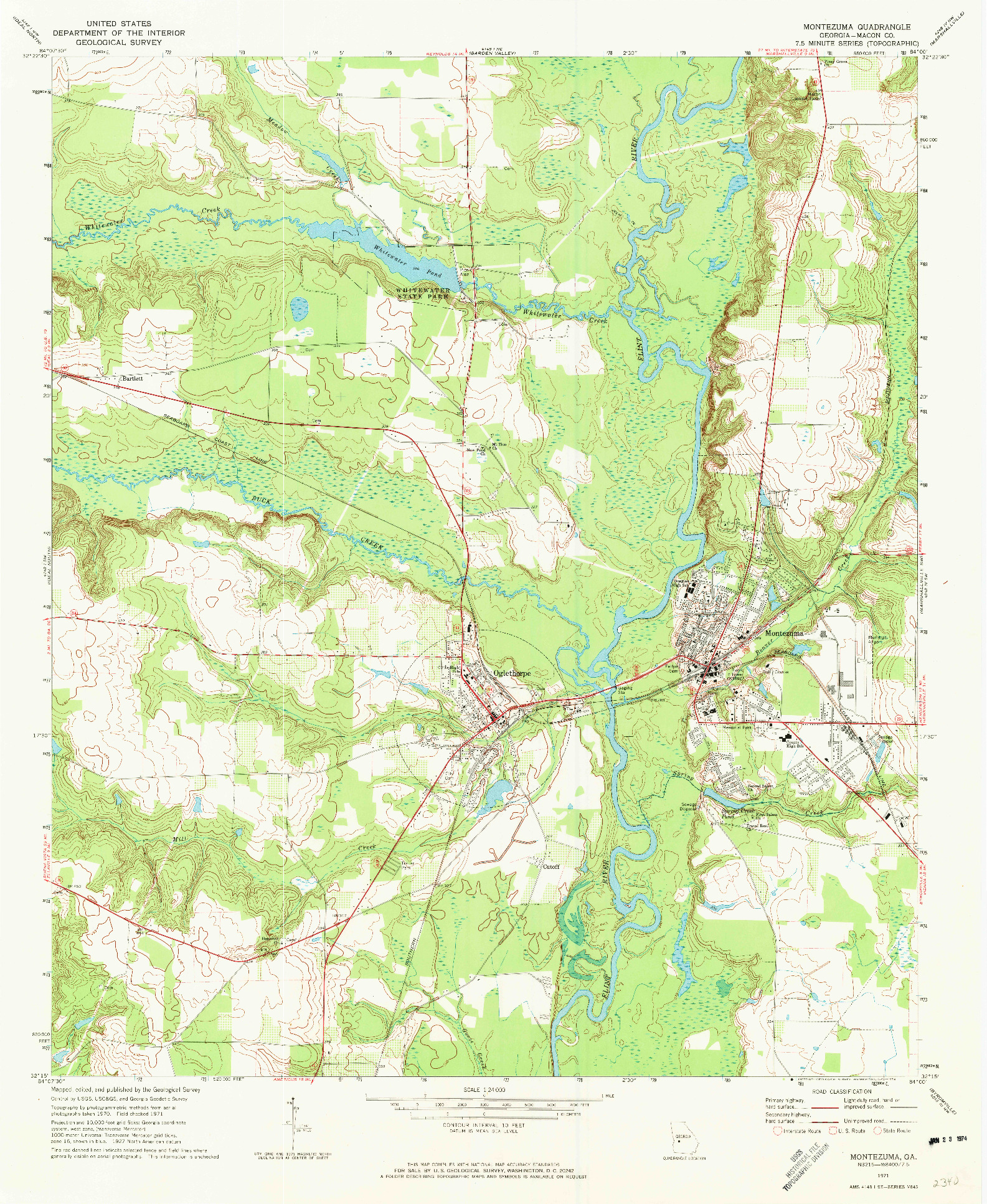 USGS 1:24000-SCALE QUADRANGLE FOR MONTEZUMA, GA 1971