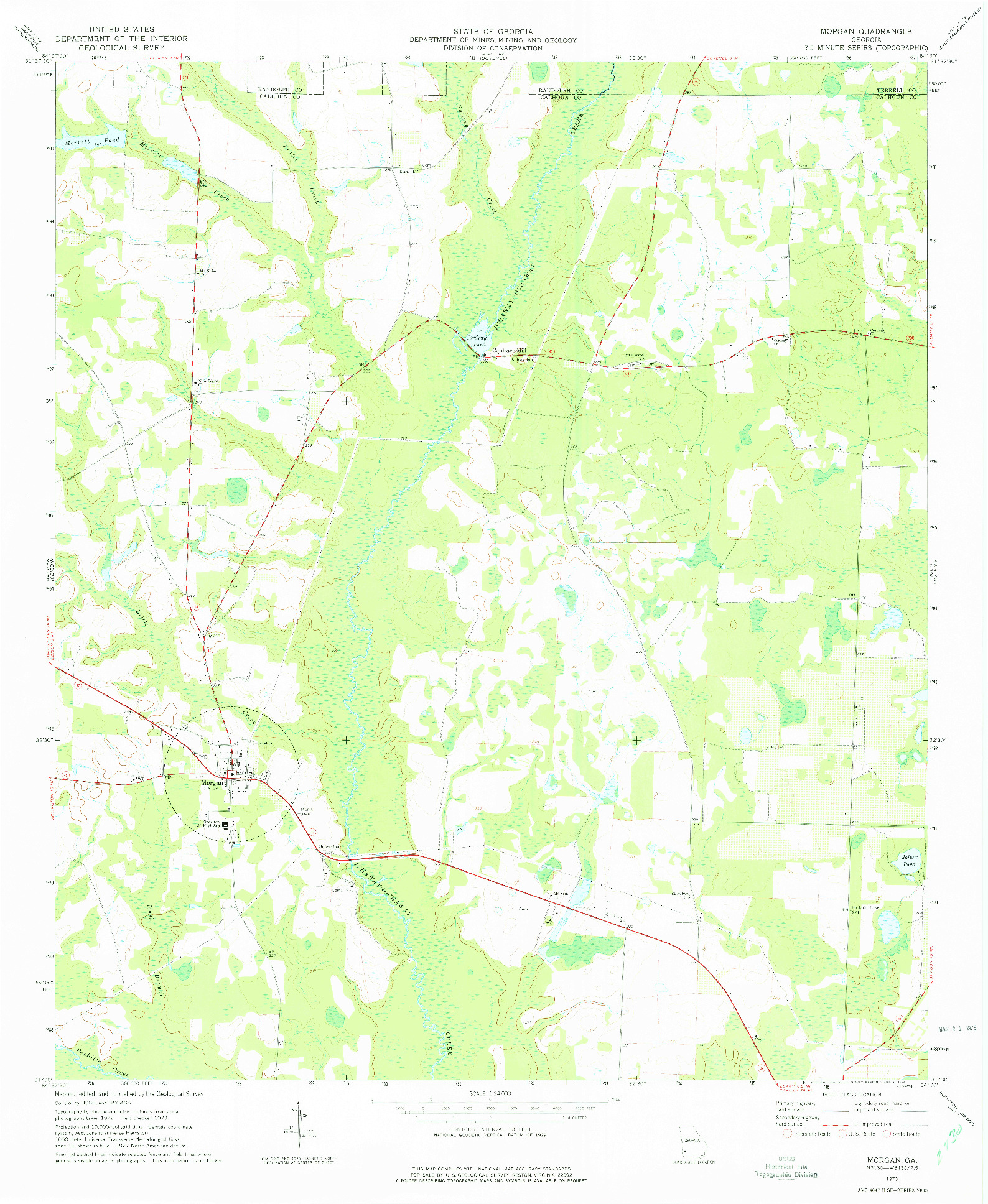 USGS 1:24000-SCALE QUADRANGLE FOR MORGAN, GA 1973
