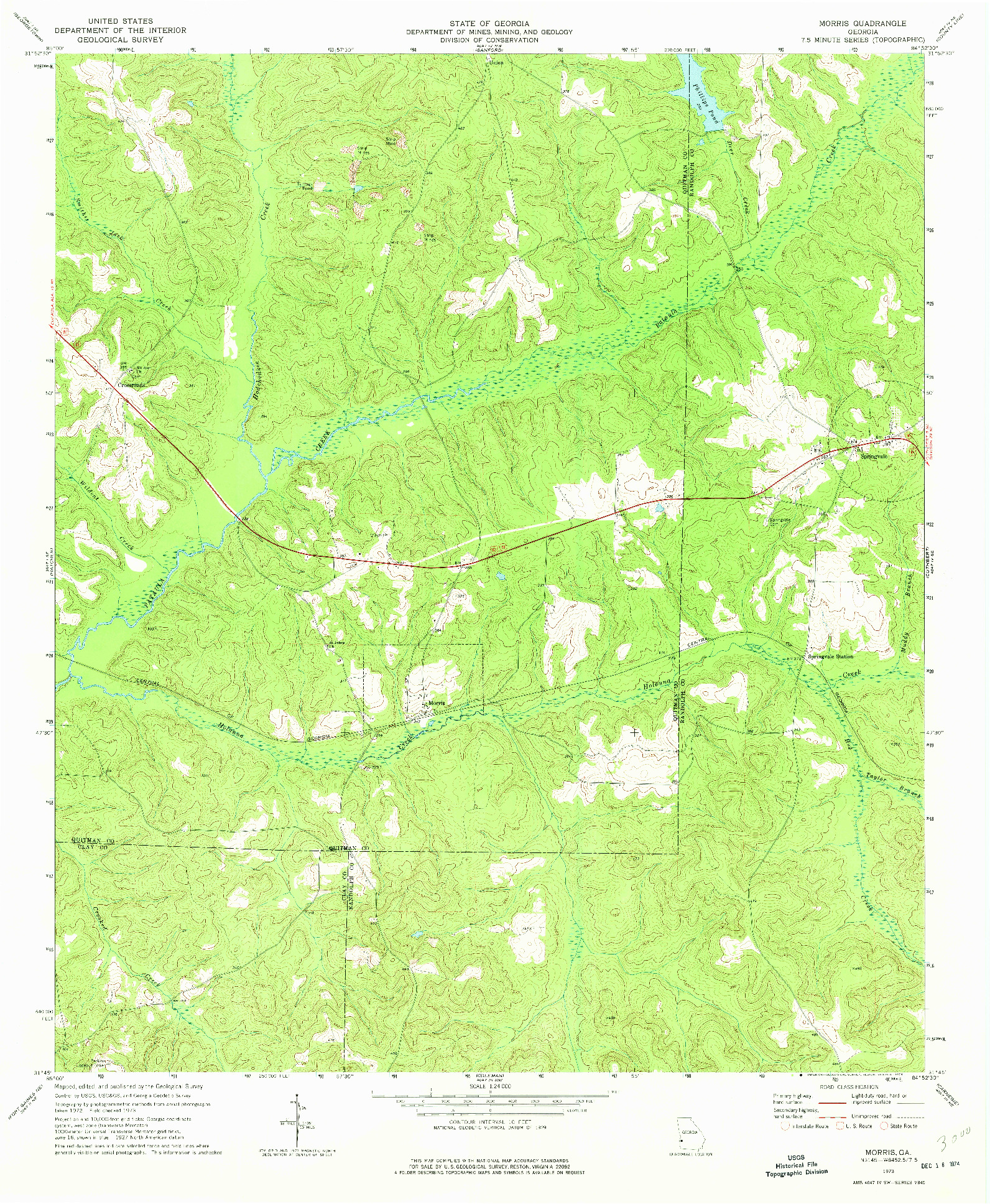 USGS 1:24000-SCALE QUADRANGLE FOR MORRIS, GA 1973