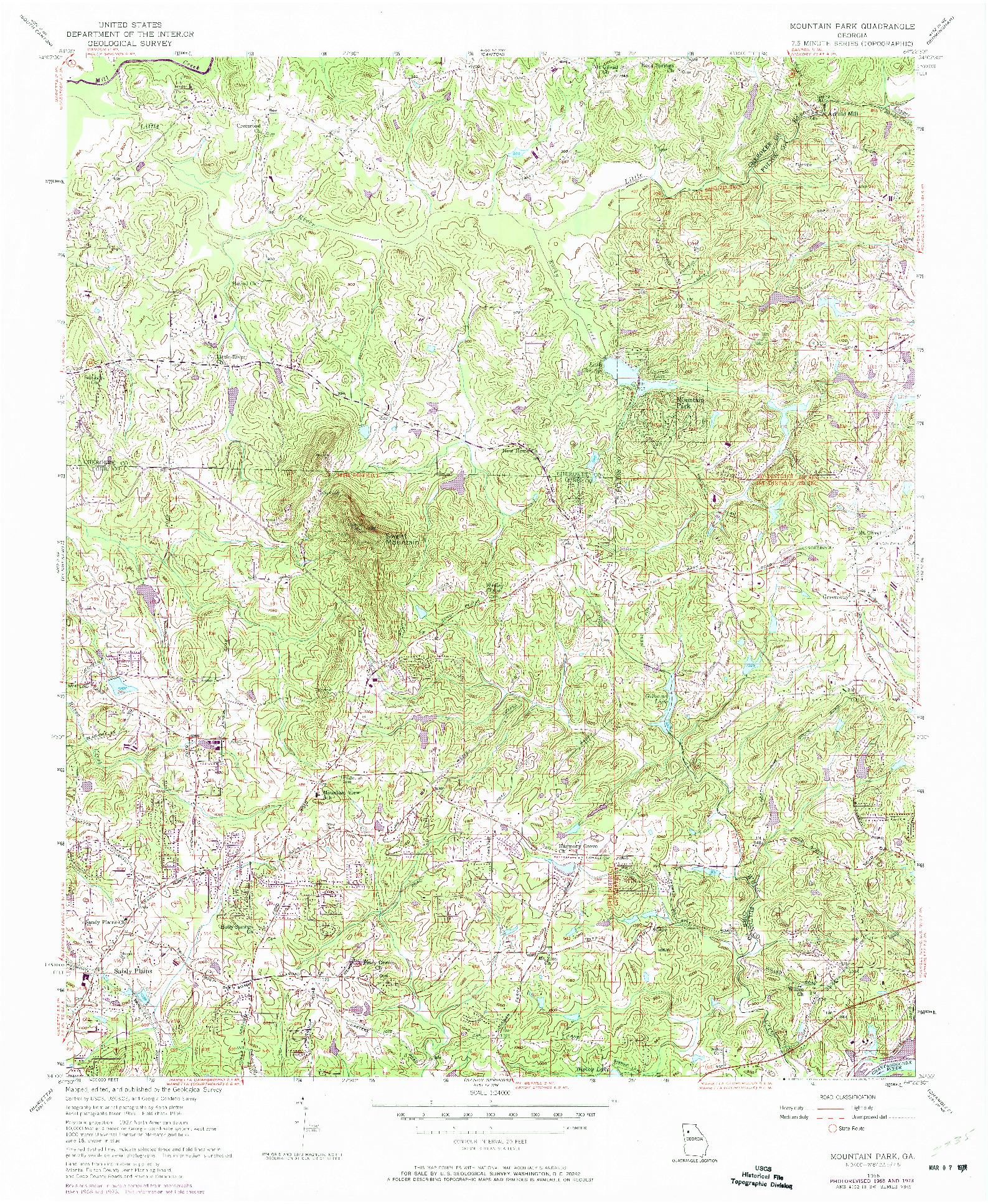 USGS 1:24000-SCALE QUADRANGLE FOR MOUNTAIN PARK, GA 1956