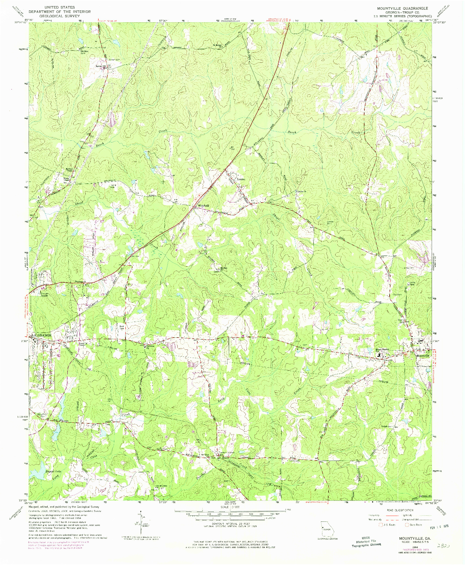 USGS 1:24000-SCALE QUADRANGLE FOR MOUNTVILLE, GA 1964