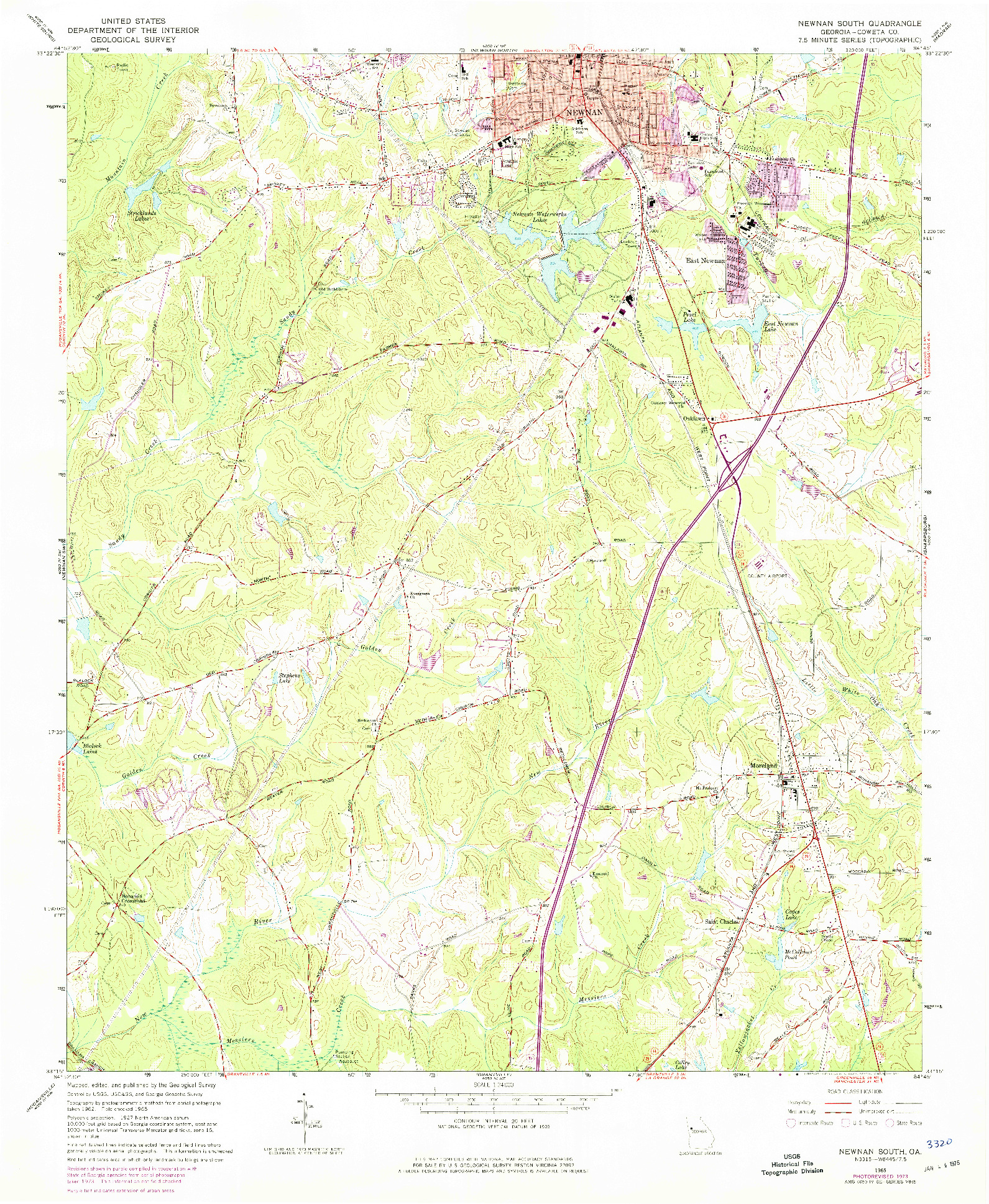 USGS 1:24000-SCALE QUADRANGLE FOR NEWNAN SOUTH, GA 1965