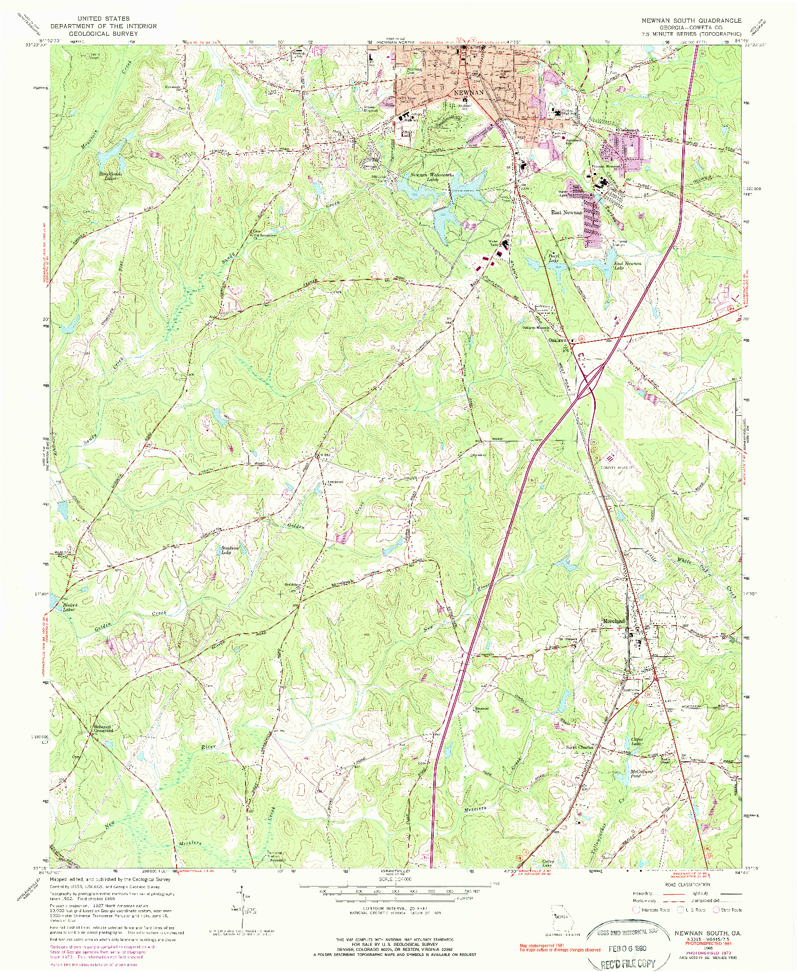 USGS 1:24000-SCALE QUADRANGLE FOR NEWNAN SOUTH, GA 1965