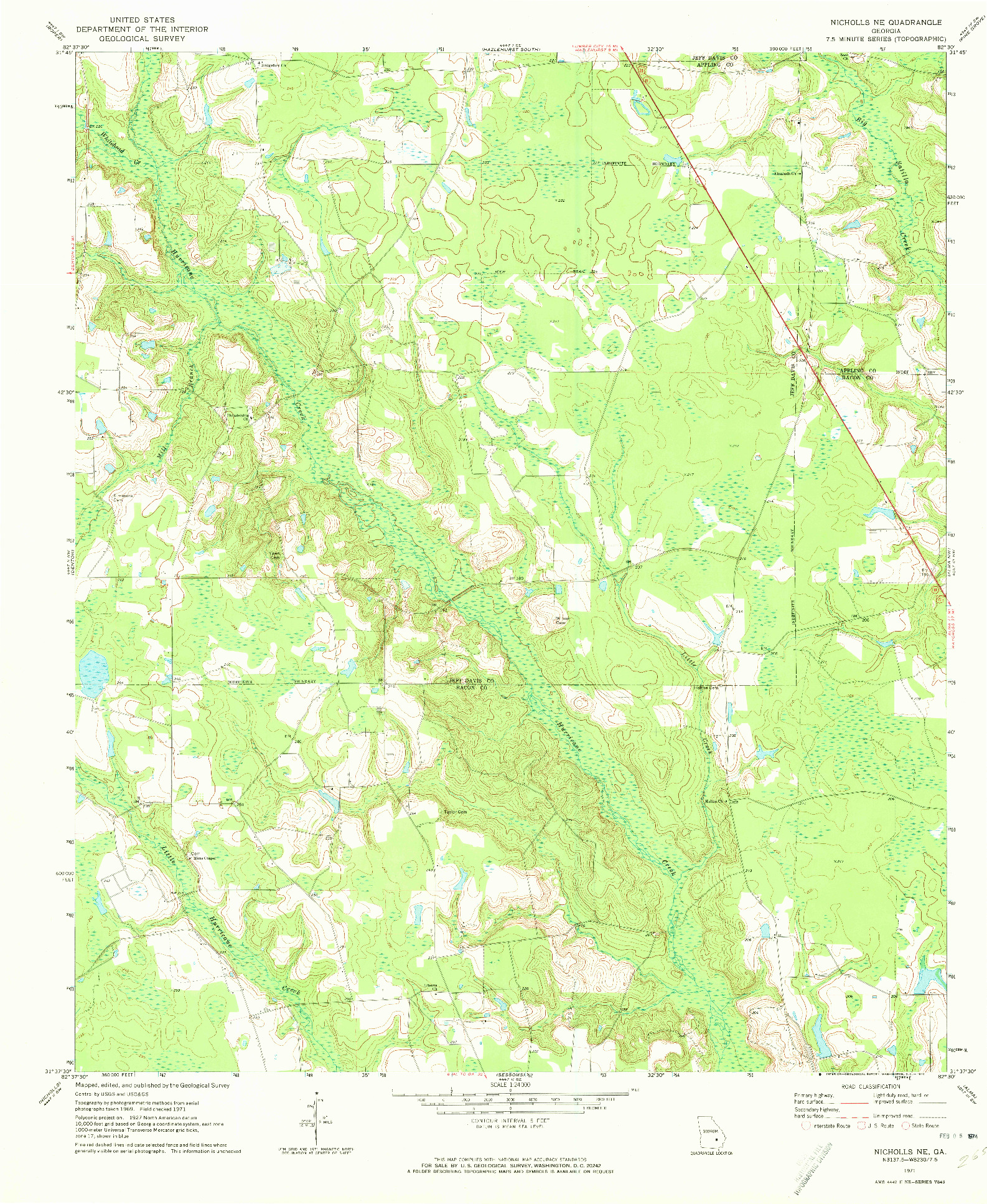 USGS 1:24000-SCALE QUADRANGLE FOR NICHOLLS NE, GA 1971