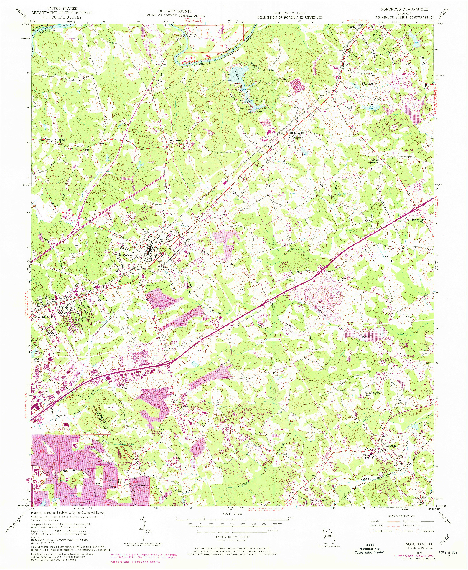 USGS 1:24000-SCALE QUADRANGLE FOR NORCROSS, GA 1956