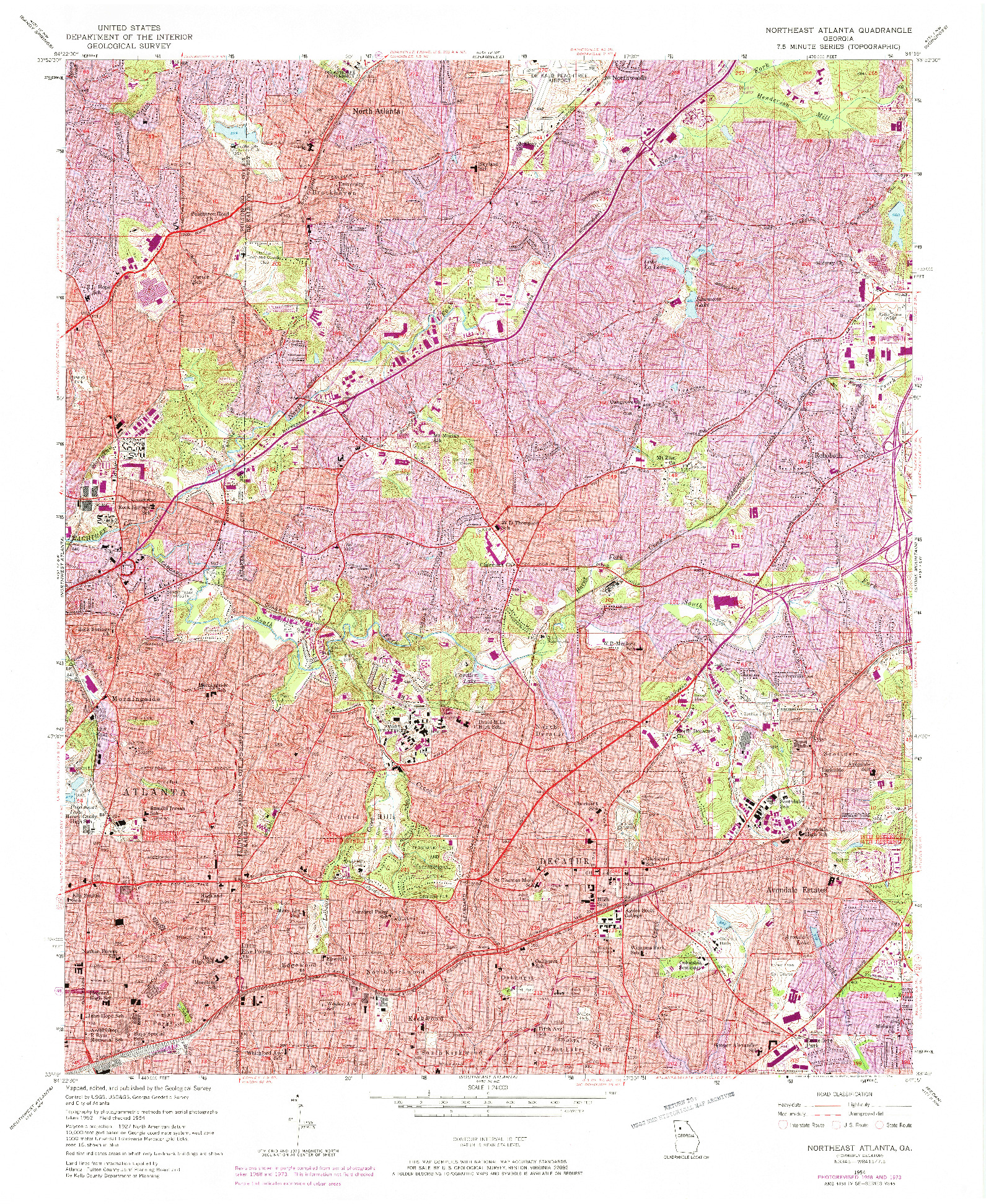 USGS 1:24000-SCALE QUADRANGLE FOR NORTHEAST ATLANTA, GA 1954