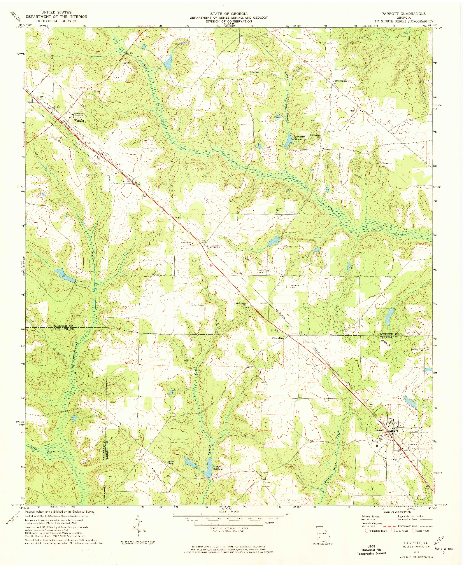 USGS 1:24000-SCALE QUADRANGLE FOR PARROTT, GA 1972
