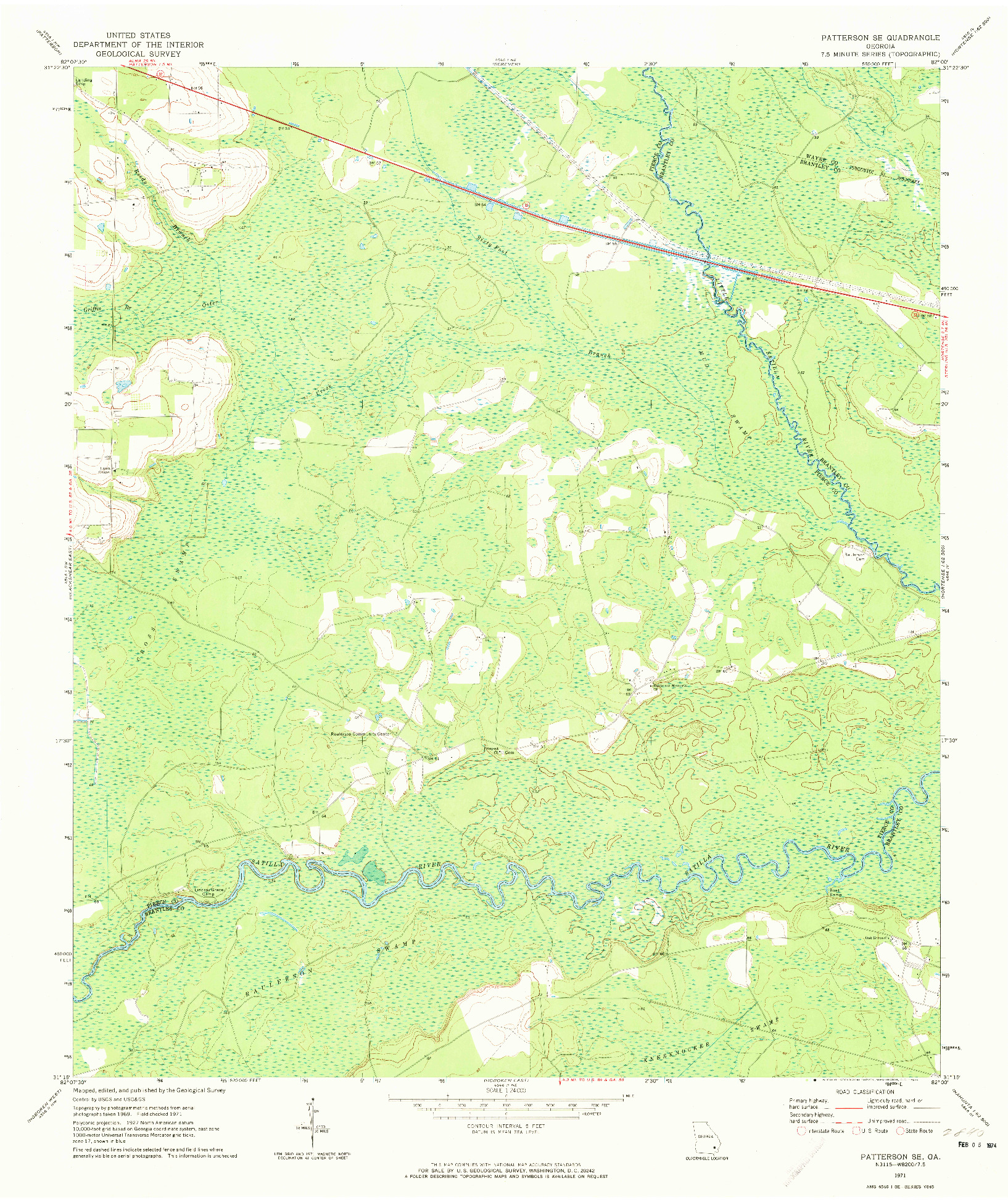 USGS 1:24000-SCALE QUADRANGLE FOR PATTERSON SE, GA 1971