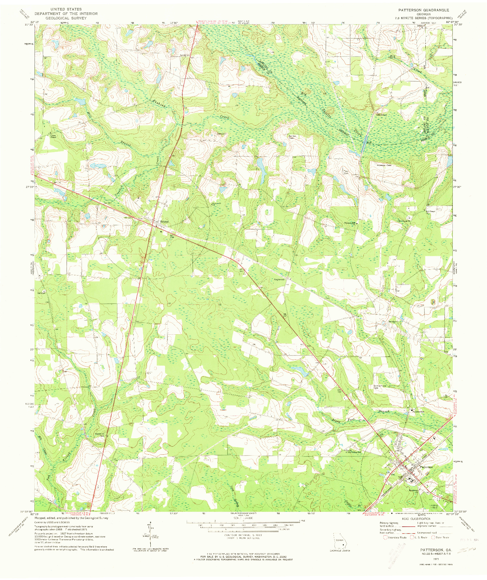 USGS 1:24000-SCALE QUADRANGLE FOR PATTERSON, GA 1971