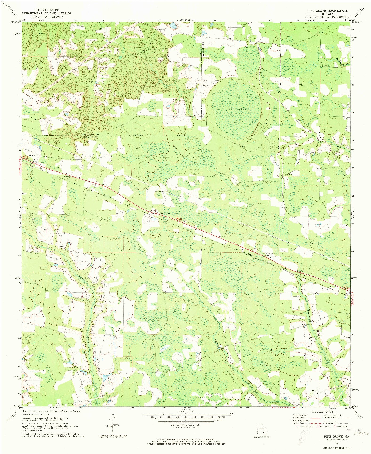 USGS 1:24000-SCALE QUADRANGLE FOR PINE GROVE, GA 1970
