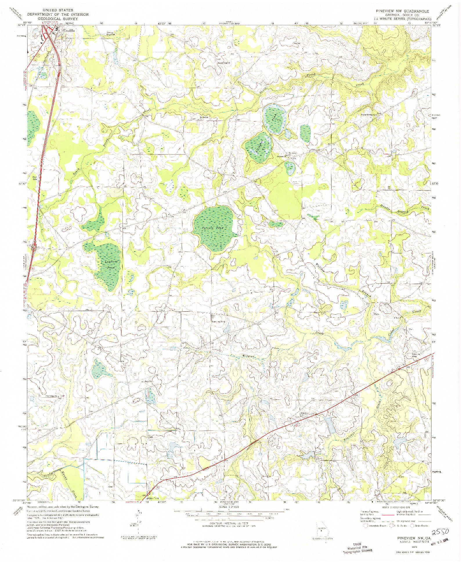 USGS 1:24000-SCALE QUADRANGLE FOR PINEVIEW NW, GA 1971