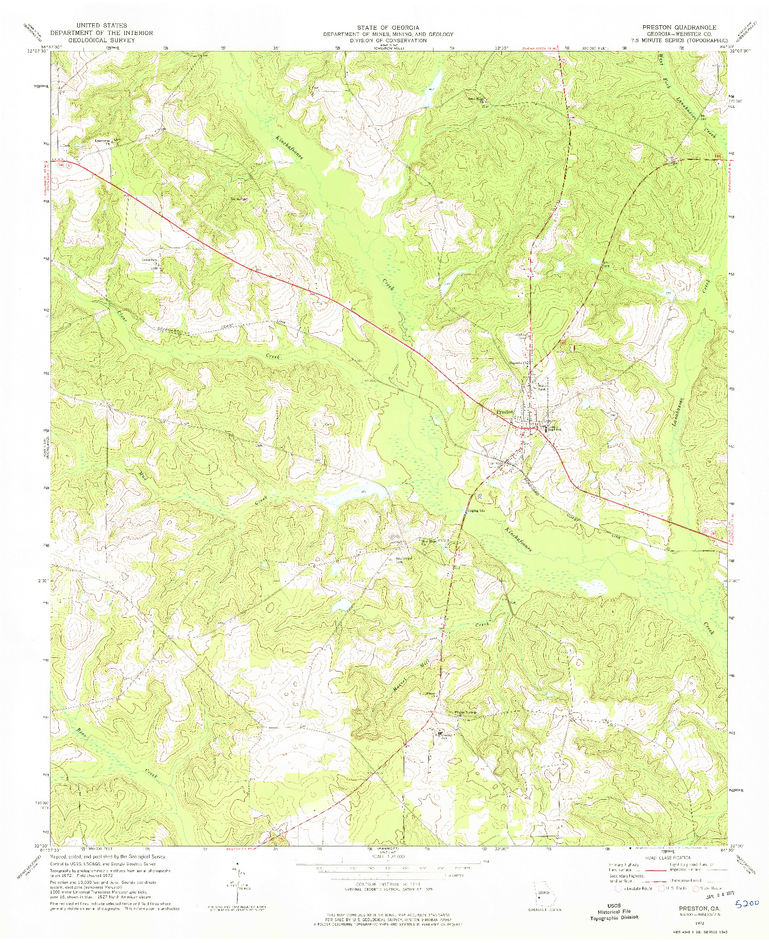 USGS 1:24000-SCALE QUADRANGLE FOR PRESTON, GA 1972