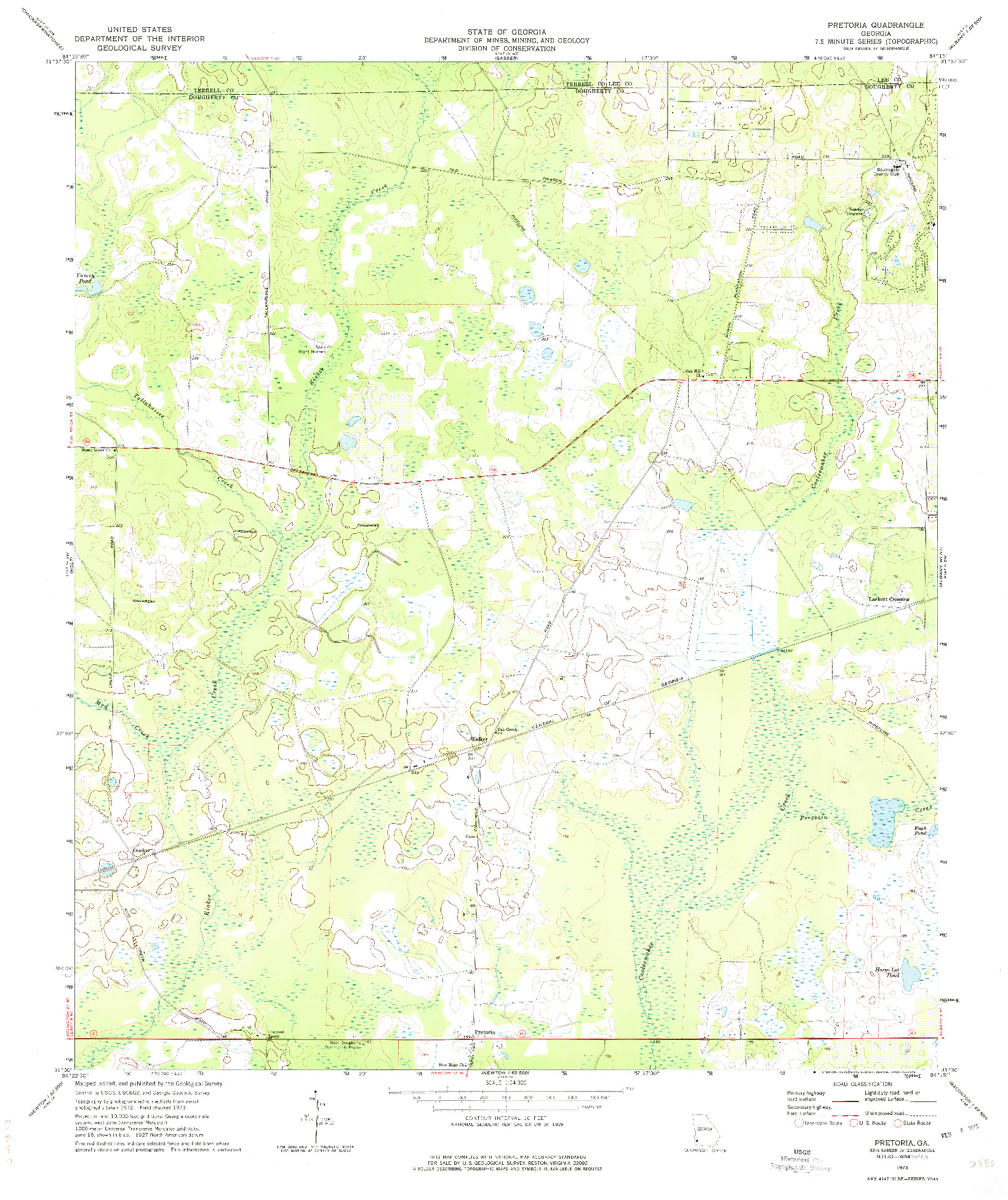 USGS 1:24000-SCALE QUADRANGLE FOR PRETORIA, GA 1973