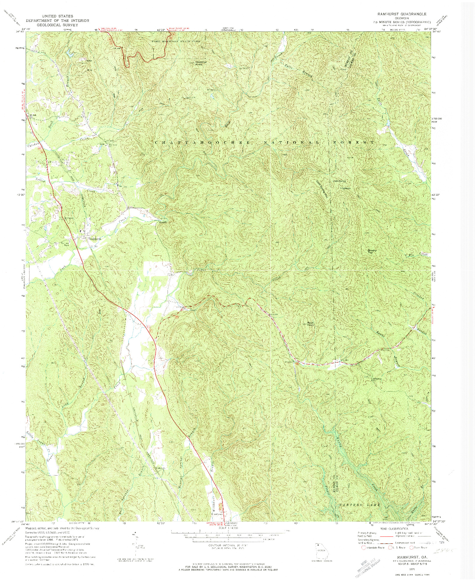 USGS 1:24000-SCALE QUADRANGLE FOR RAMHURST, GA 1971