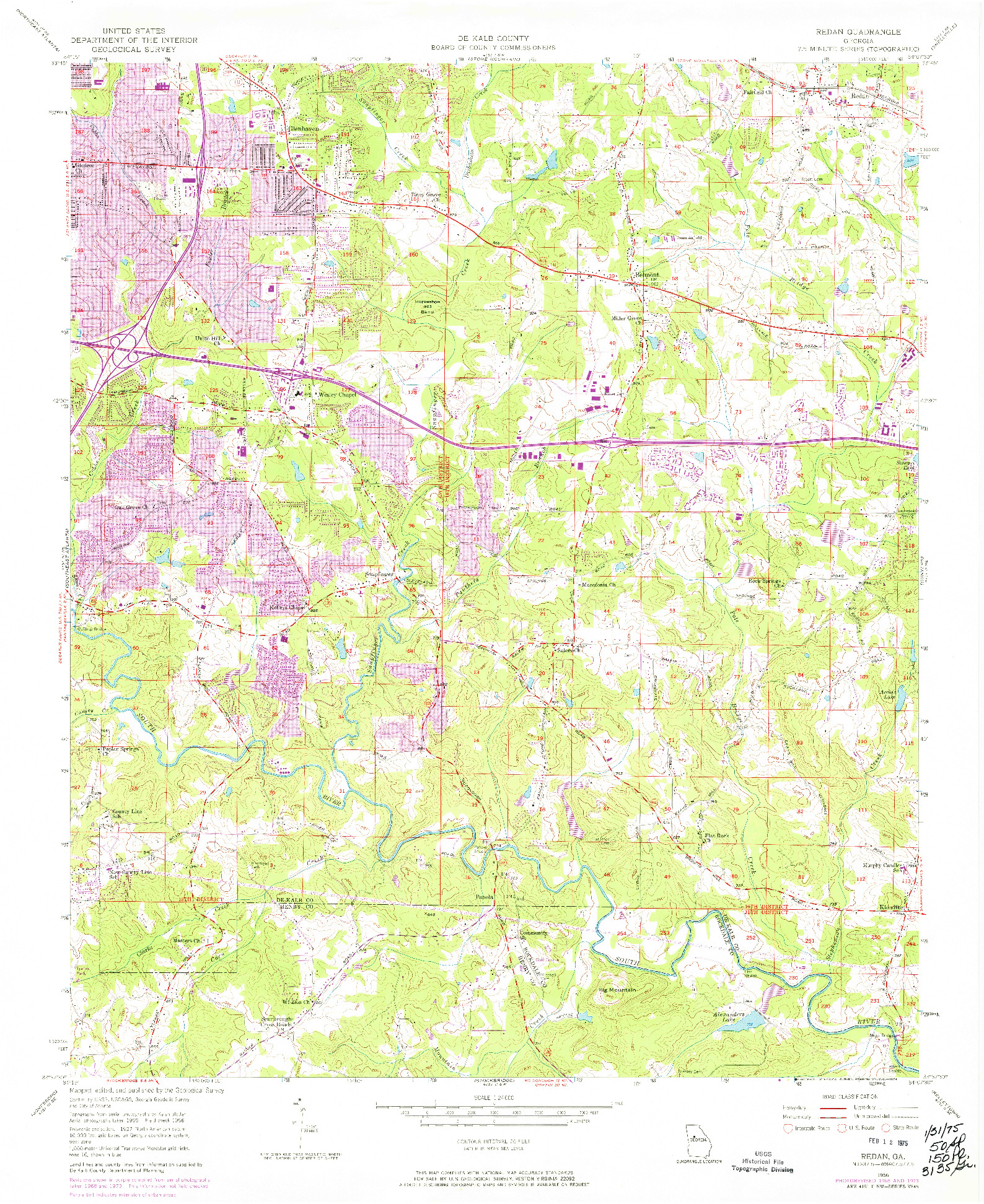 USGS 1:24000-SCALE QUADRANGLE FOR REDAN, GA 1956