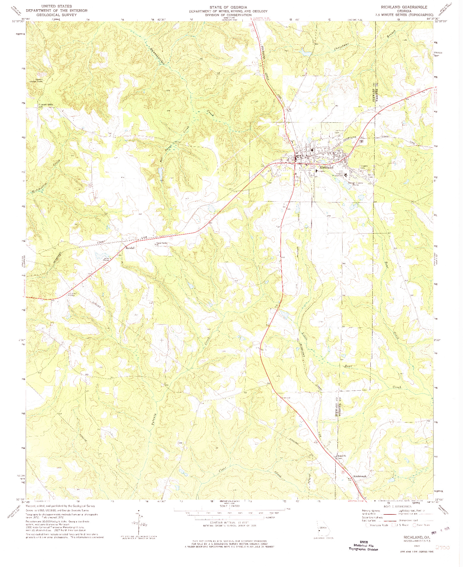 USGS 1:24000-SCALE QUADRANGLE FOR RICHLAND, GA 1972