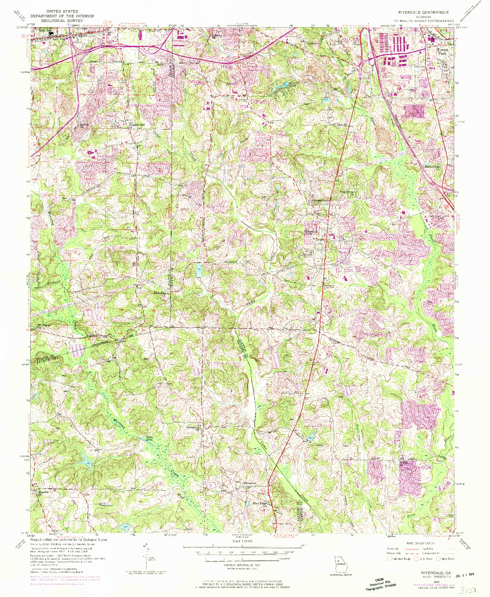 USGS 1:24000-SCALE QUADRANGLE FOR RIVERDALE, GA 1954