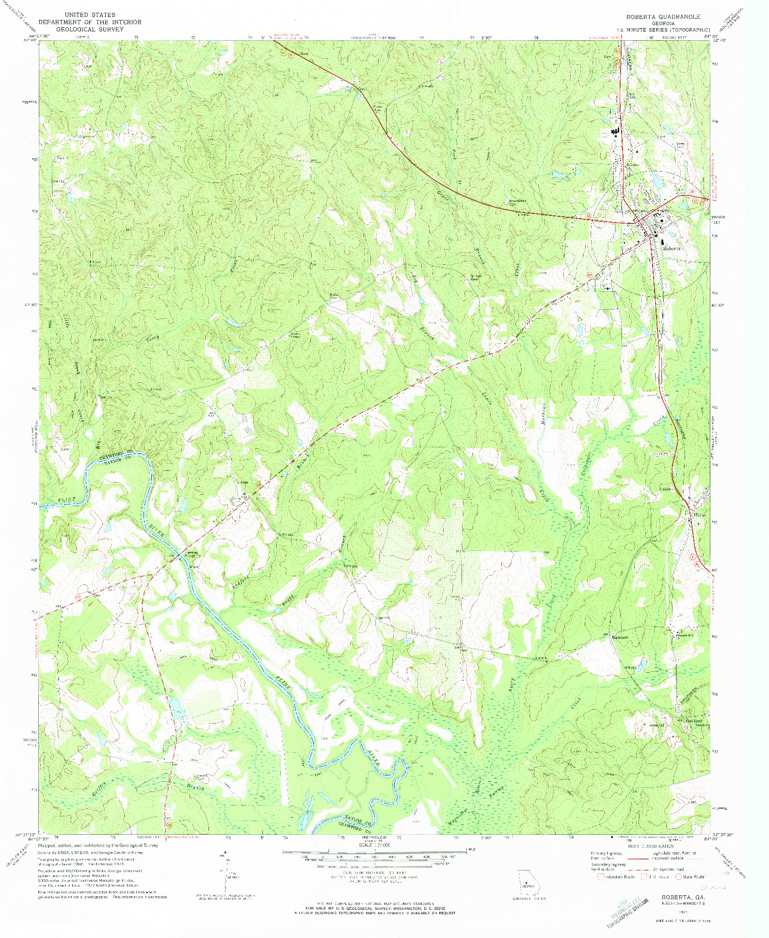 USGS 1:24000-SCALE QUADRANGLE FOR ROBERTA, GA 1971