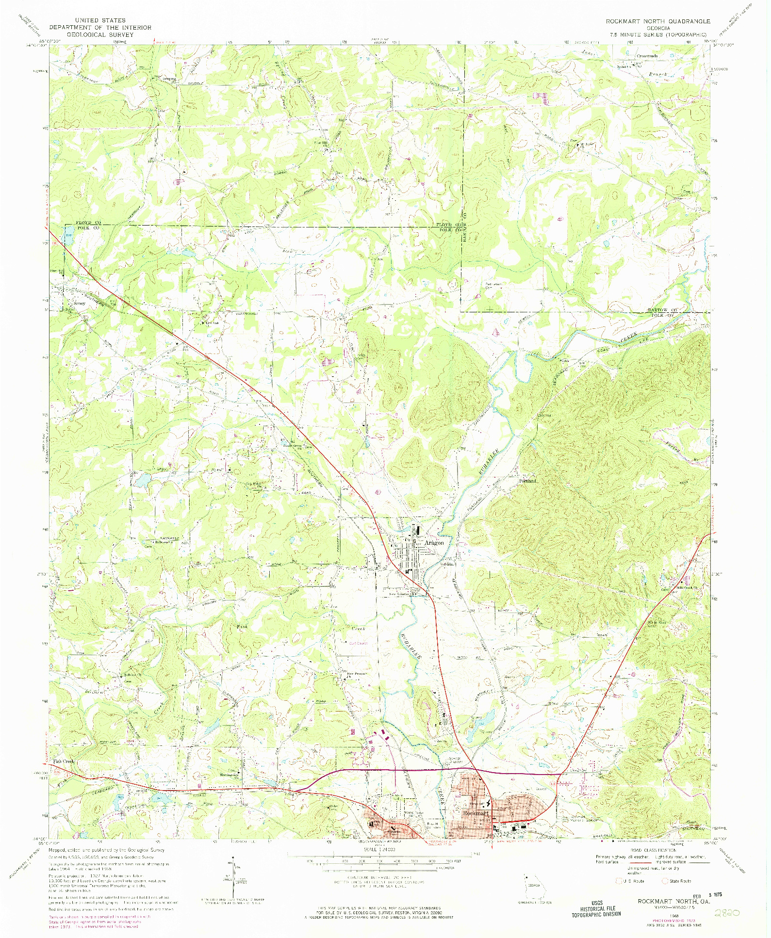 USGS 1:24000-SCALE QUADRANGLE FOR ROCKMART NORTH, GA 1968