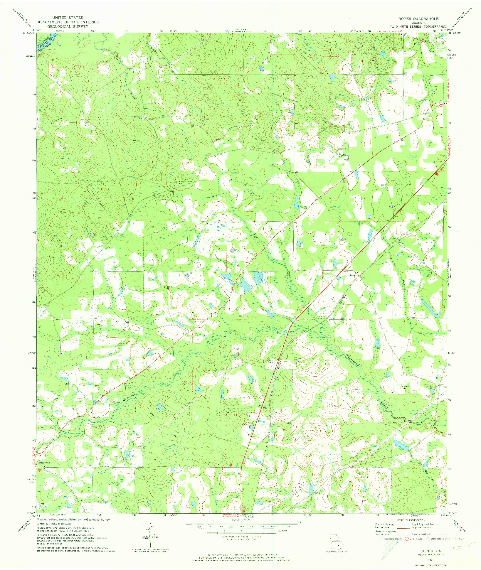 USGS 1:24000-SCALE QUADRANGLE FOR ROPER, GA 1971