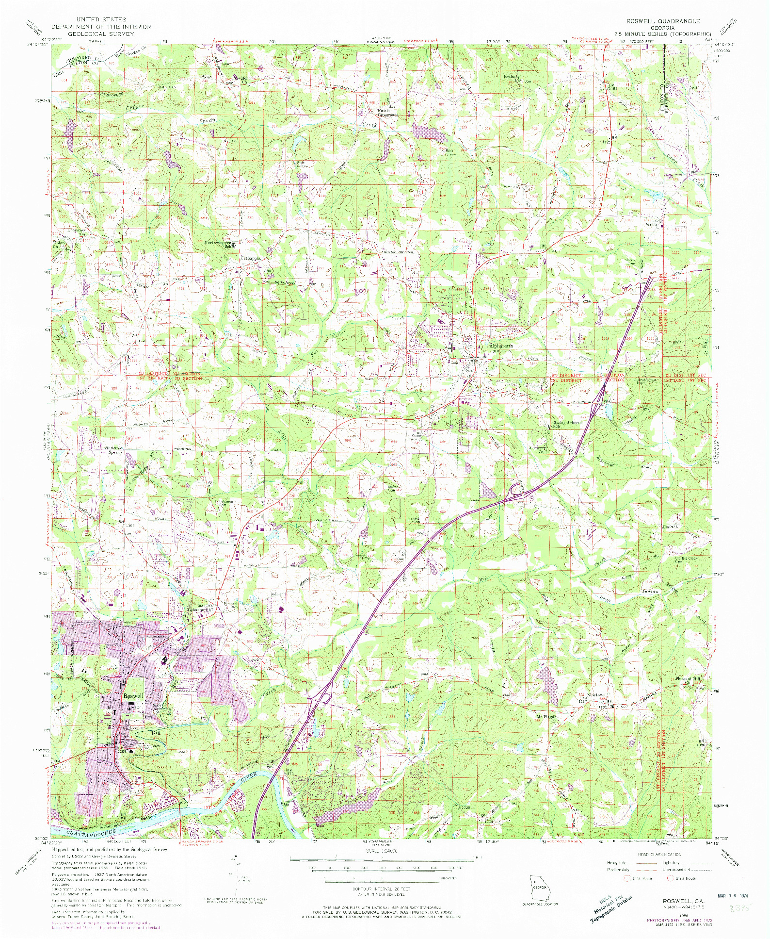 USGS 1:24000-SCALE QUADRANGLE FOR ROSWELL, GA 1956