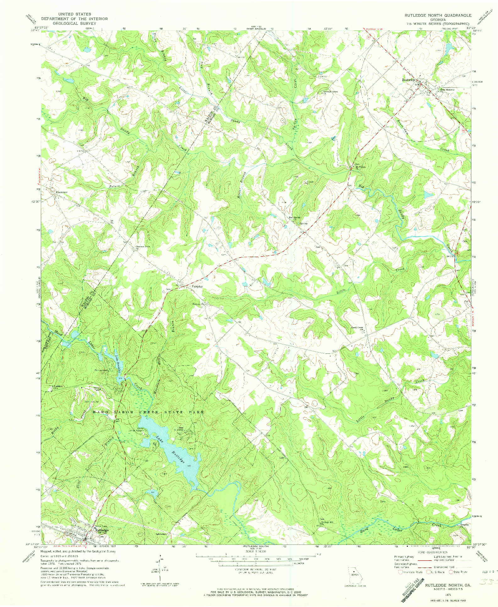 USGS 1:24000-SCALE QUADRANGLE FOR RUTLEDGE NORTH, GA 1971