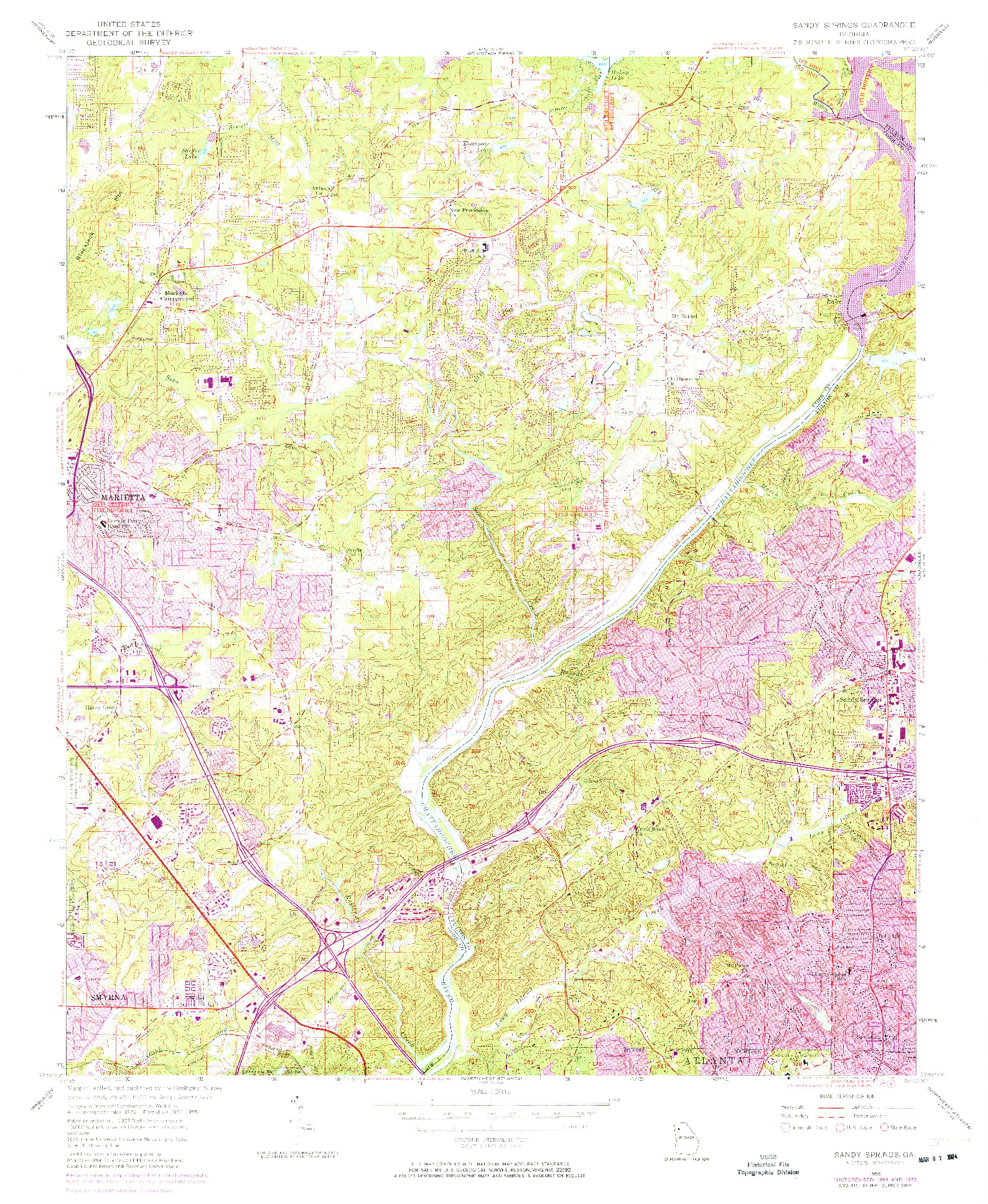 USGS 1:24000-SCALE QUADRANGLE FOR SANDY SPRINGS, GA 1955