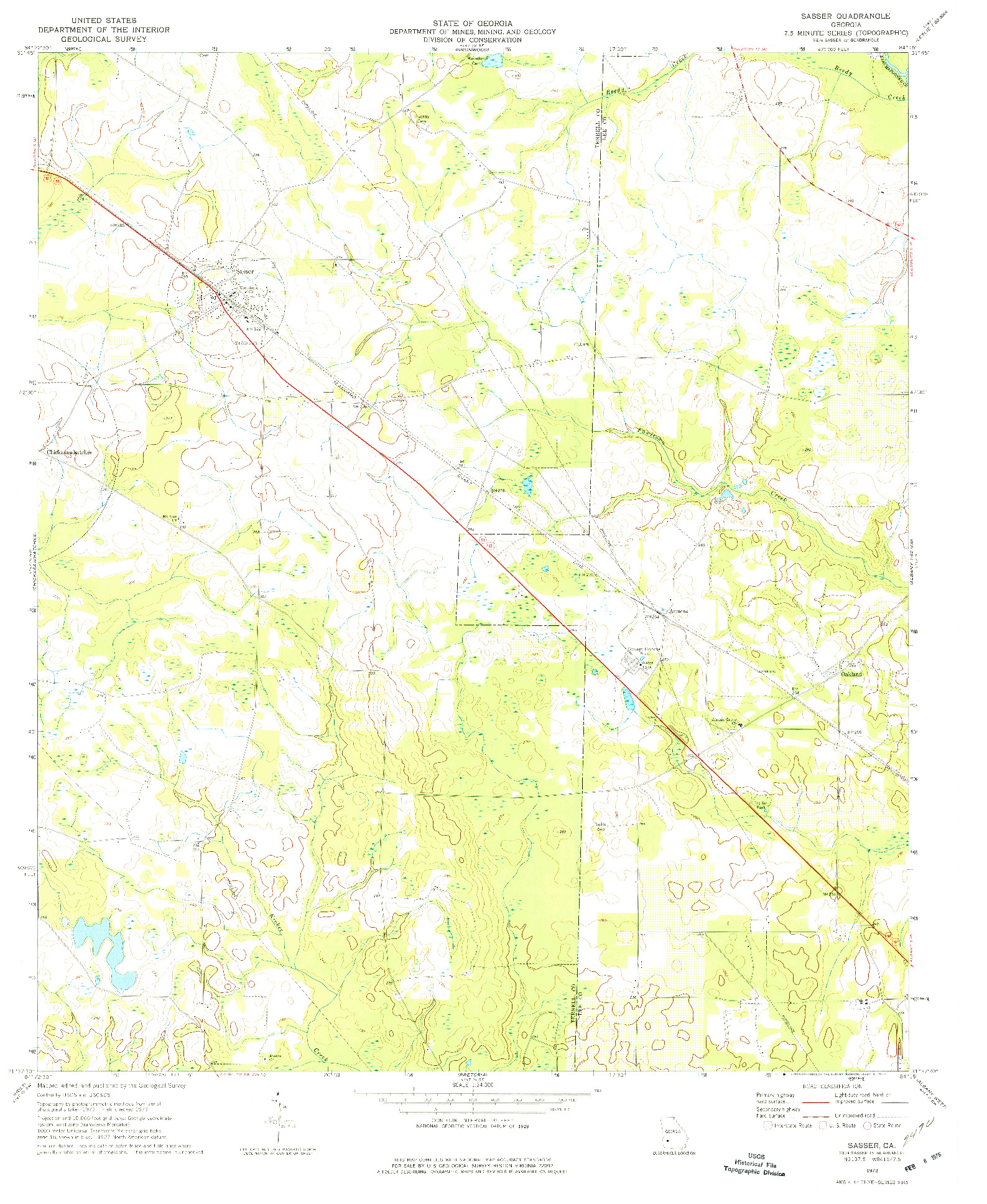 USGS 1:24000-SCALE QUADRANGLE FOR SASSER, GA 1973