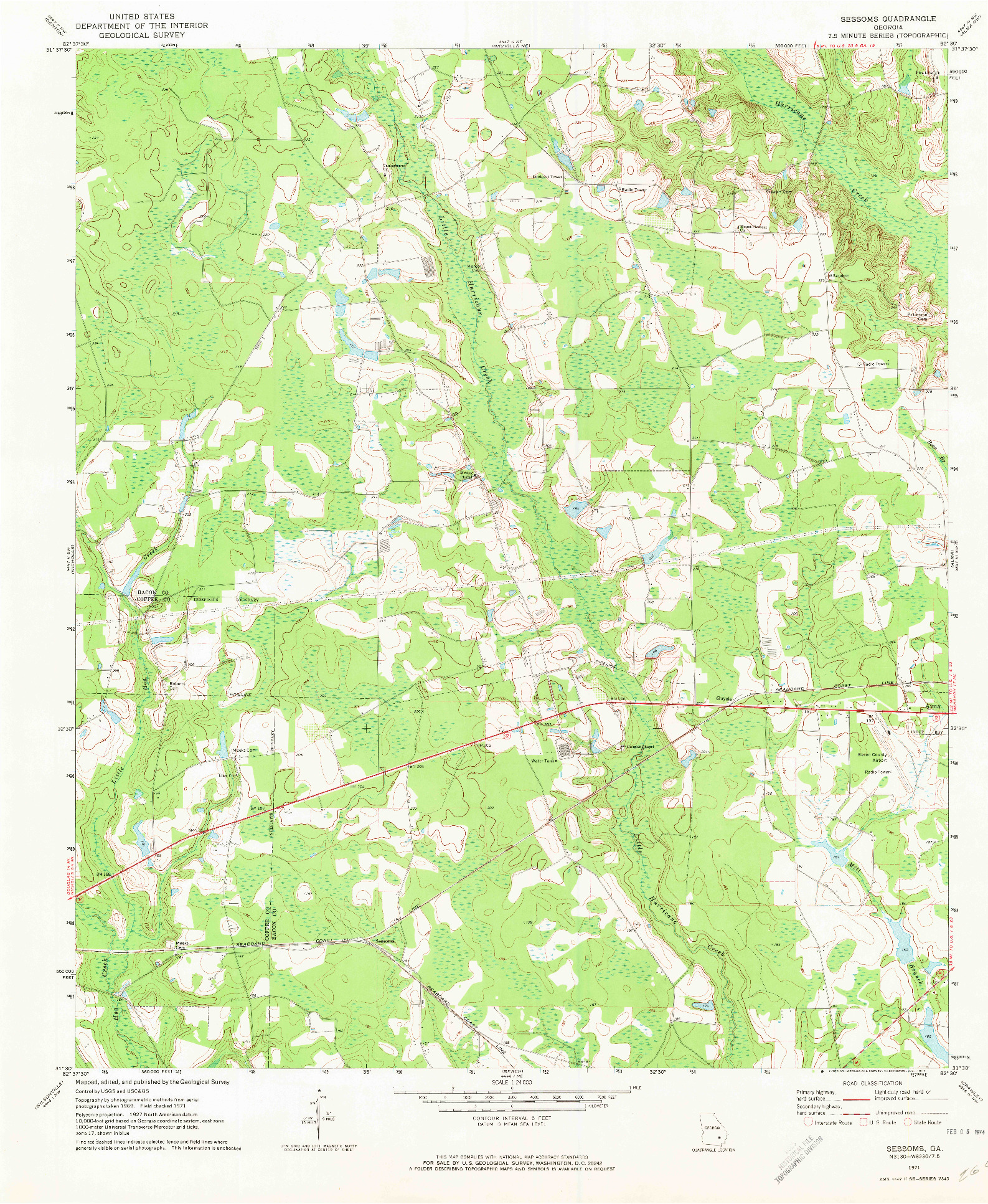 USGS 1:24000-SCALE QUADRANGLE FOR SESSOMS, GA 1971