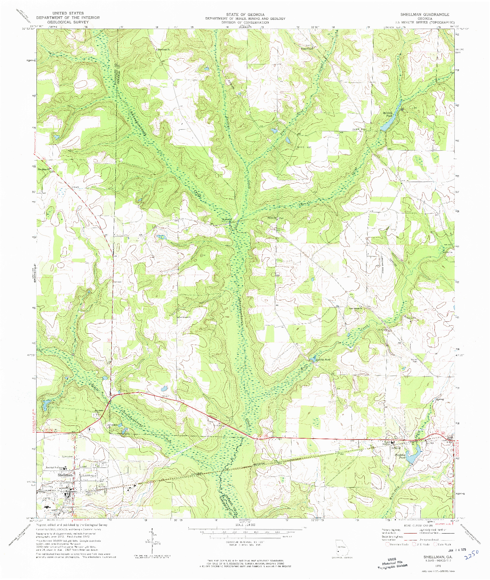 USGS 1:24000-SCALE QUADRANGLE FOR SHELLMAN, GA 1972