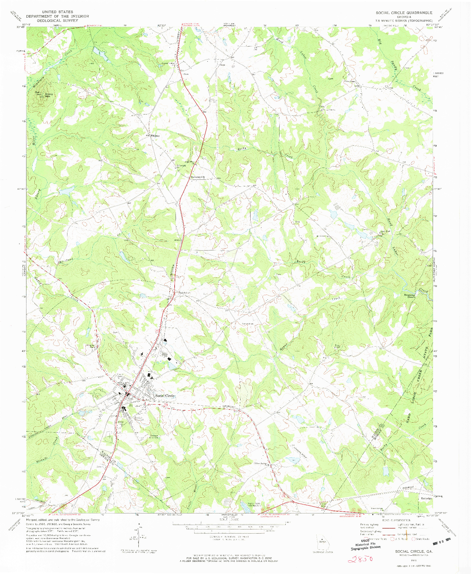 USGS 1:24000-SCALE QUADRANGLE FOR SOCIAL CIRCLE, GA 1971