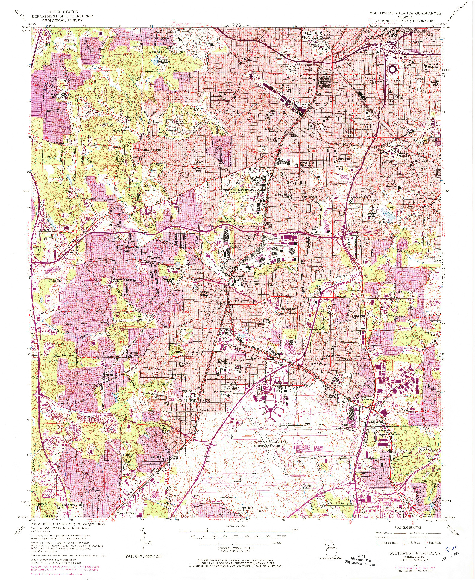 USGS 1:24000-SCALE QUADRANGLE FOR SOUTHWEST ATLANTA, GA 1954