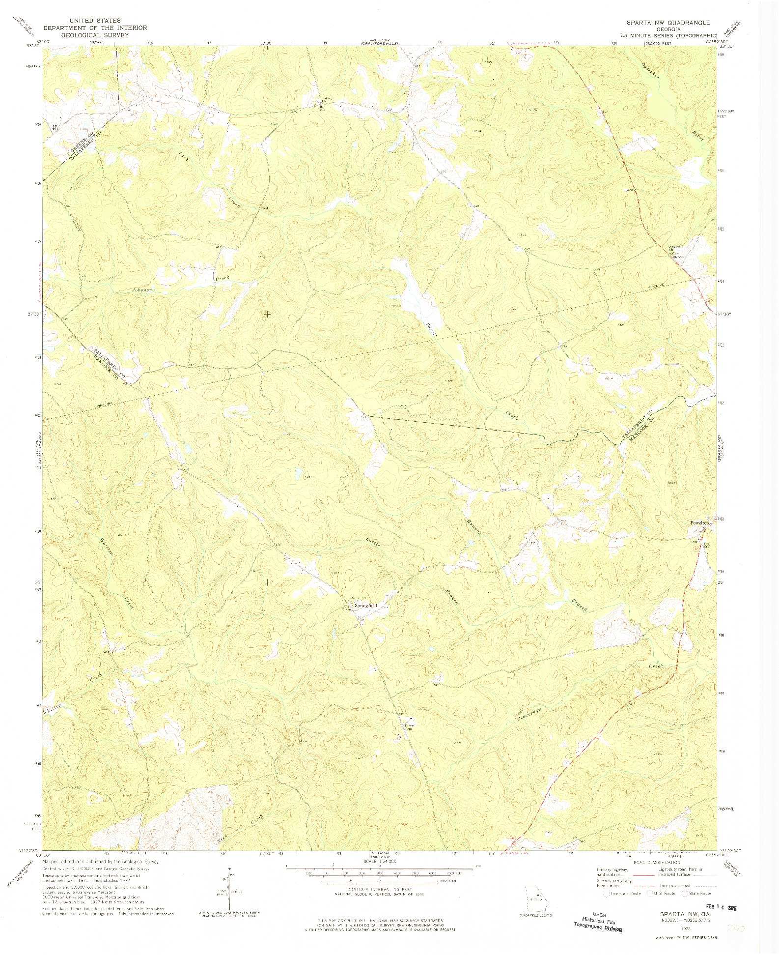 USGS 1:24000-SCALE QUADRANGLE FOR SPARTA NW, GA 1972