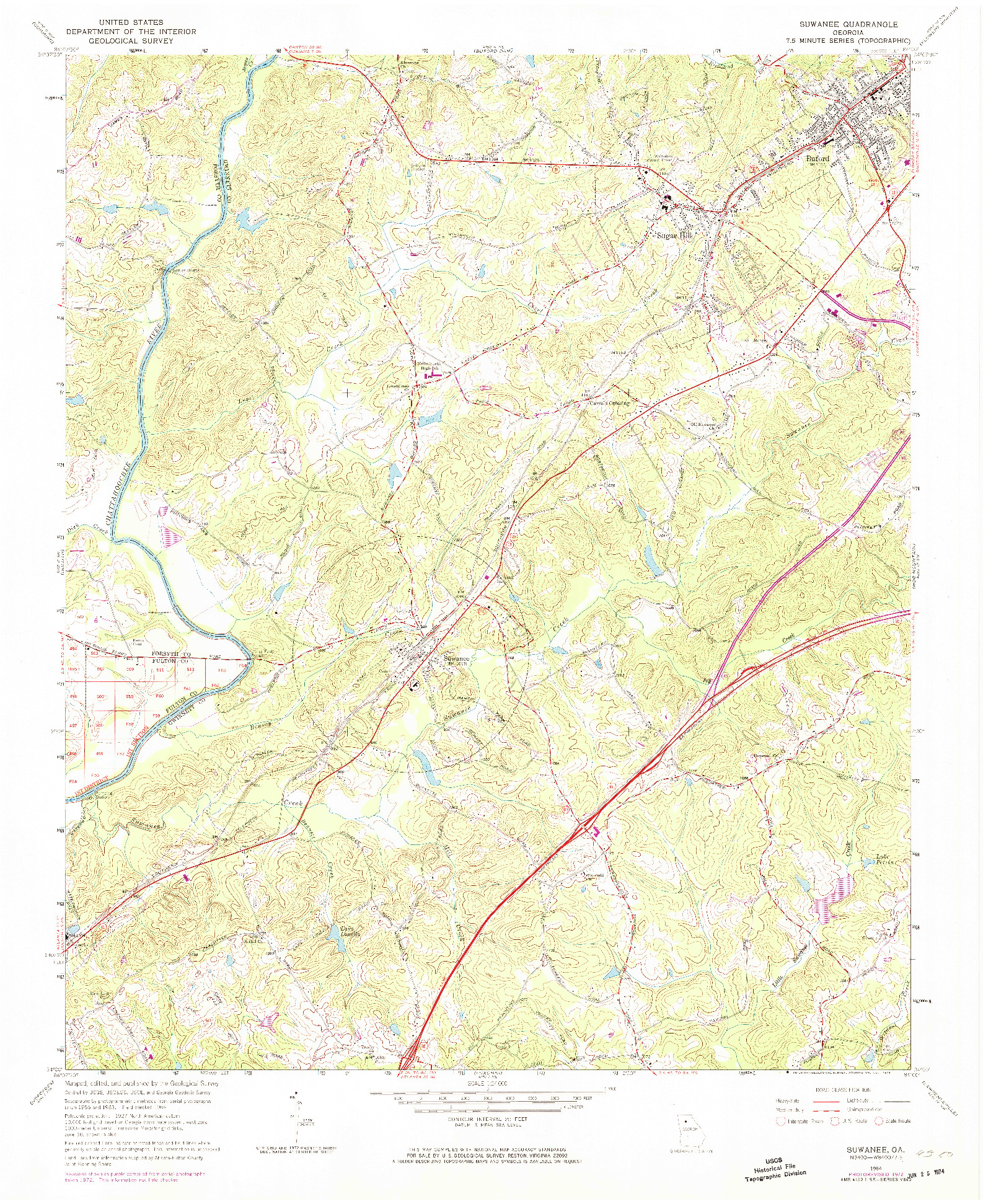 USGS 1:24000-SCALE QUADRANGLE FOR SUWANEE, GA 1964