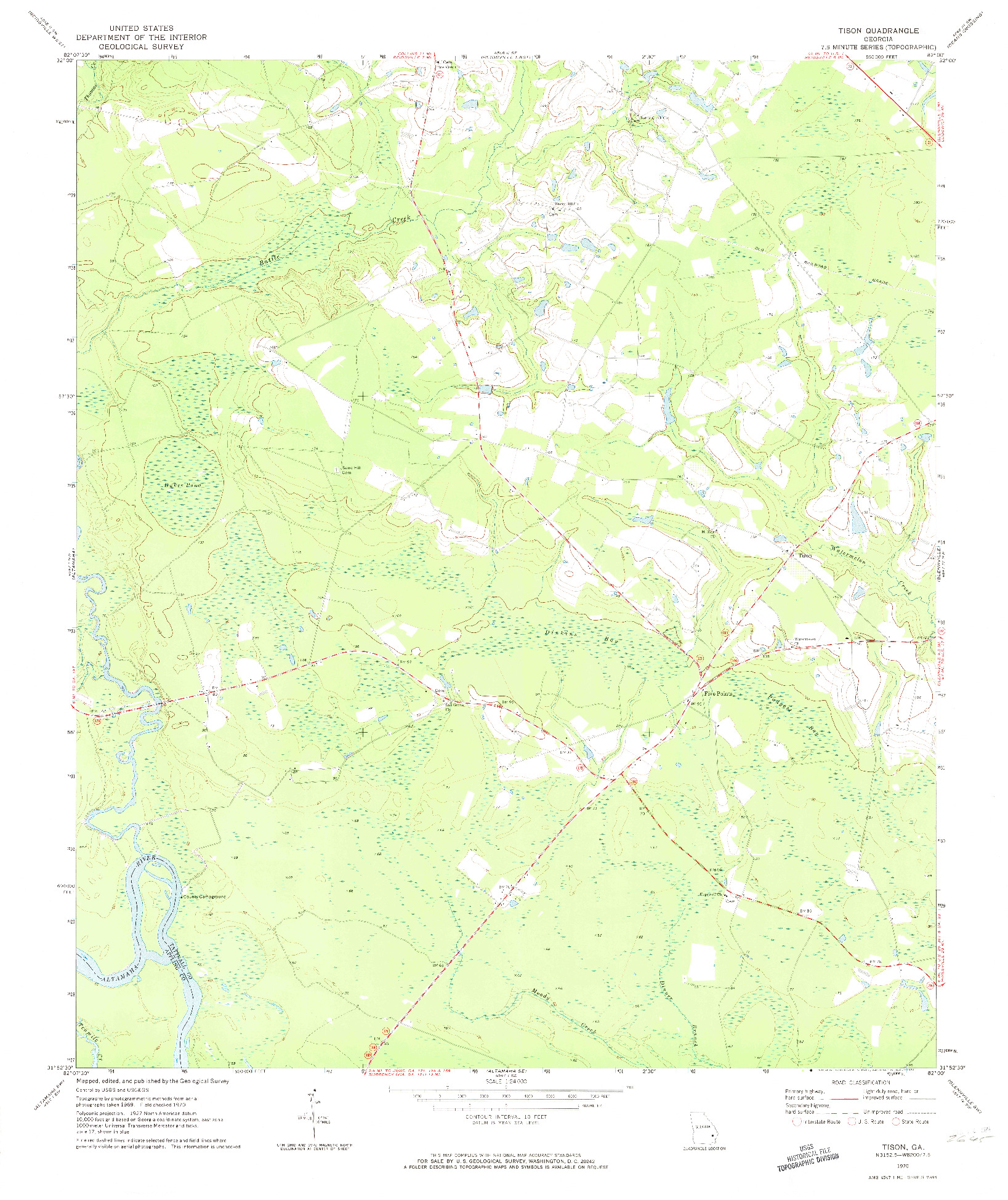 USGS 1:24000-SCALE QUADRANGLE FOR TISON, GA 1970