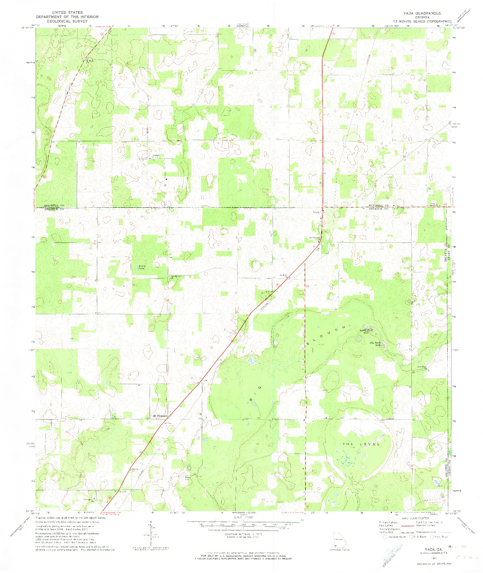 USGS 1:24000-SCALE QUADRANGLE FOR VADA, GA 1971